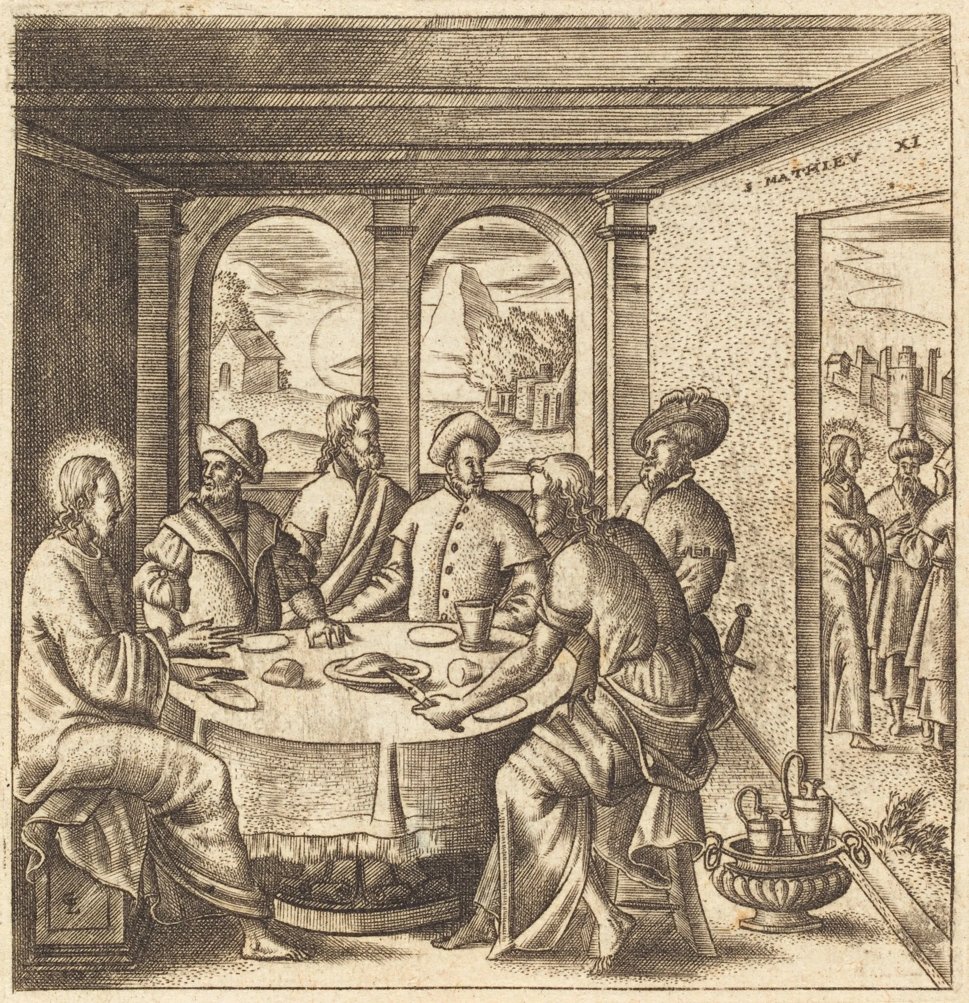 Christ Teaching, by Léonard Gaultier, ink, 1578
