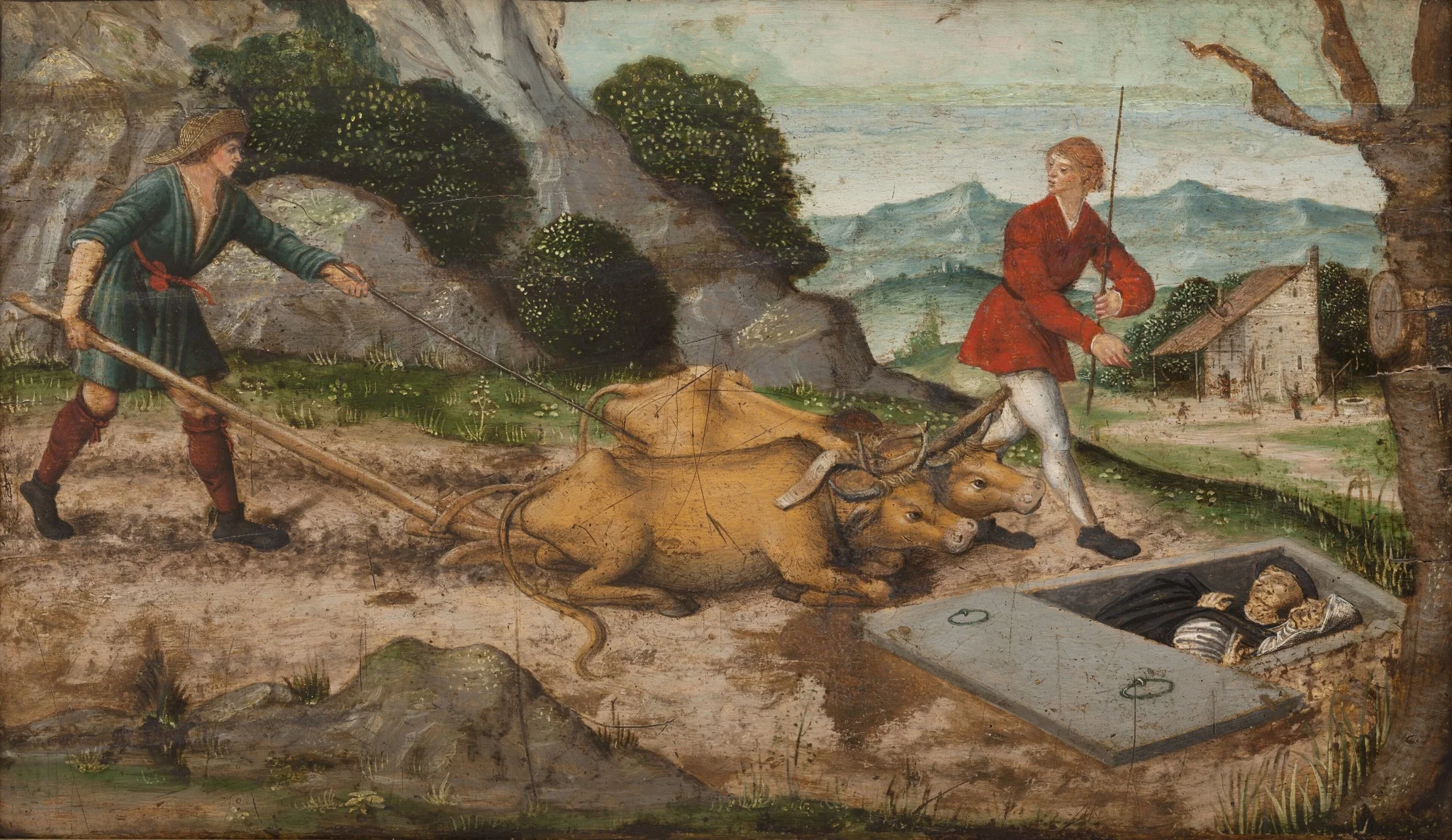 Discovering the Grave, by Unknown, oil