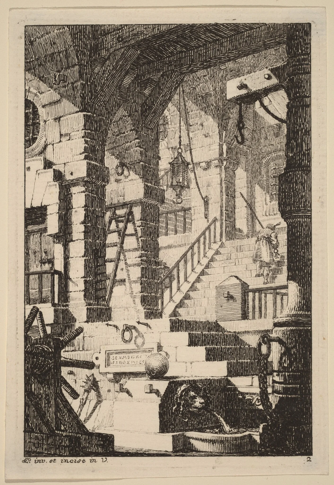Fantasy of an Antique Prison, by Carl Schütz, ink, 1775