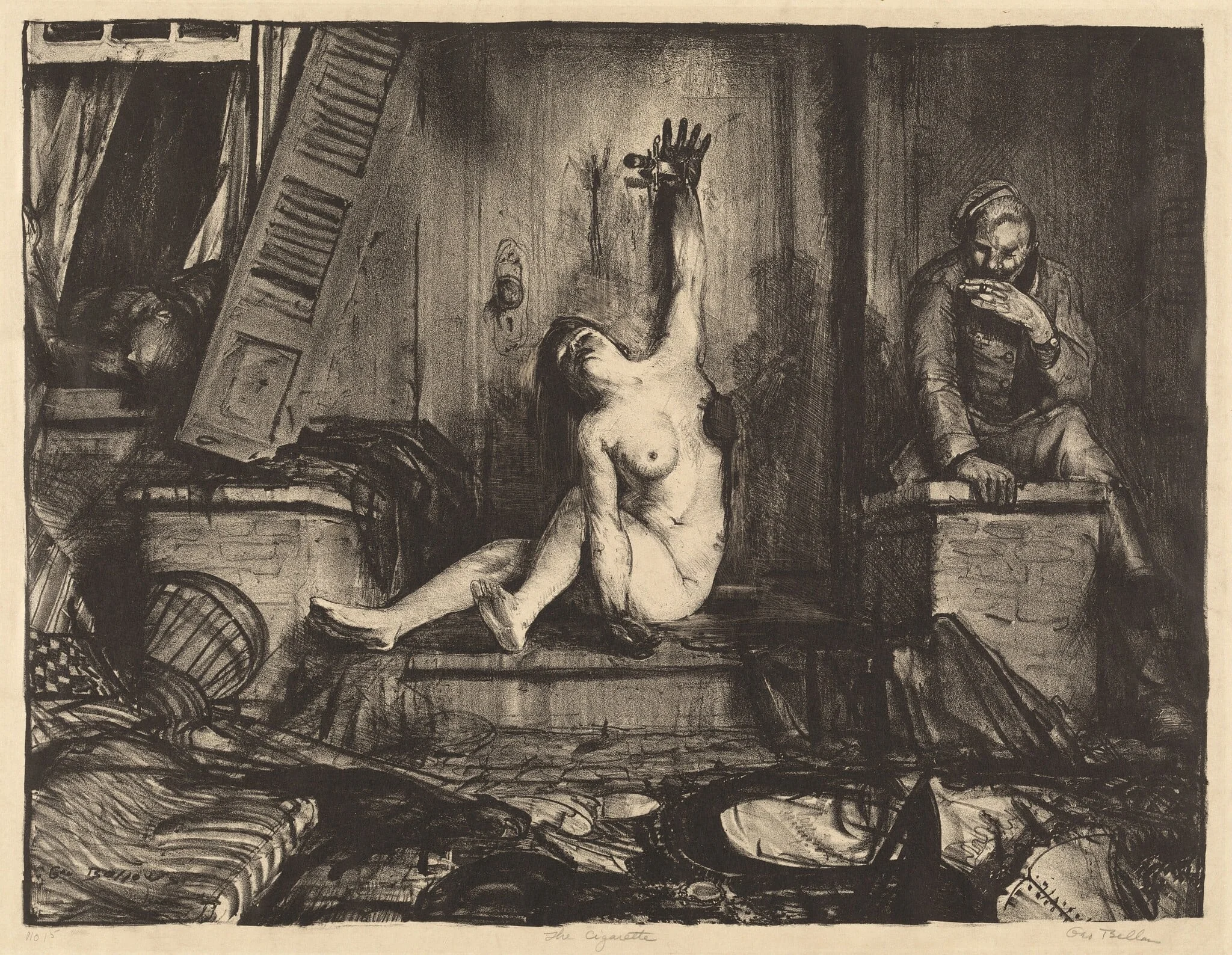 The Cigarette, by George Bellows, ink, 1918