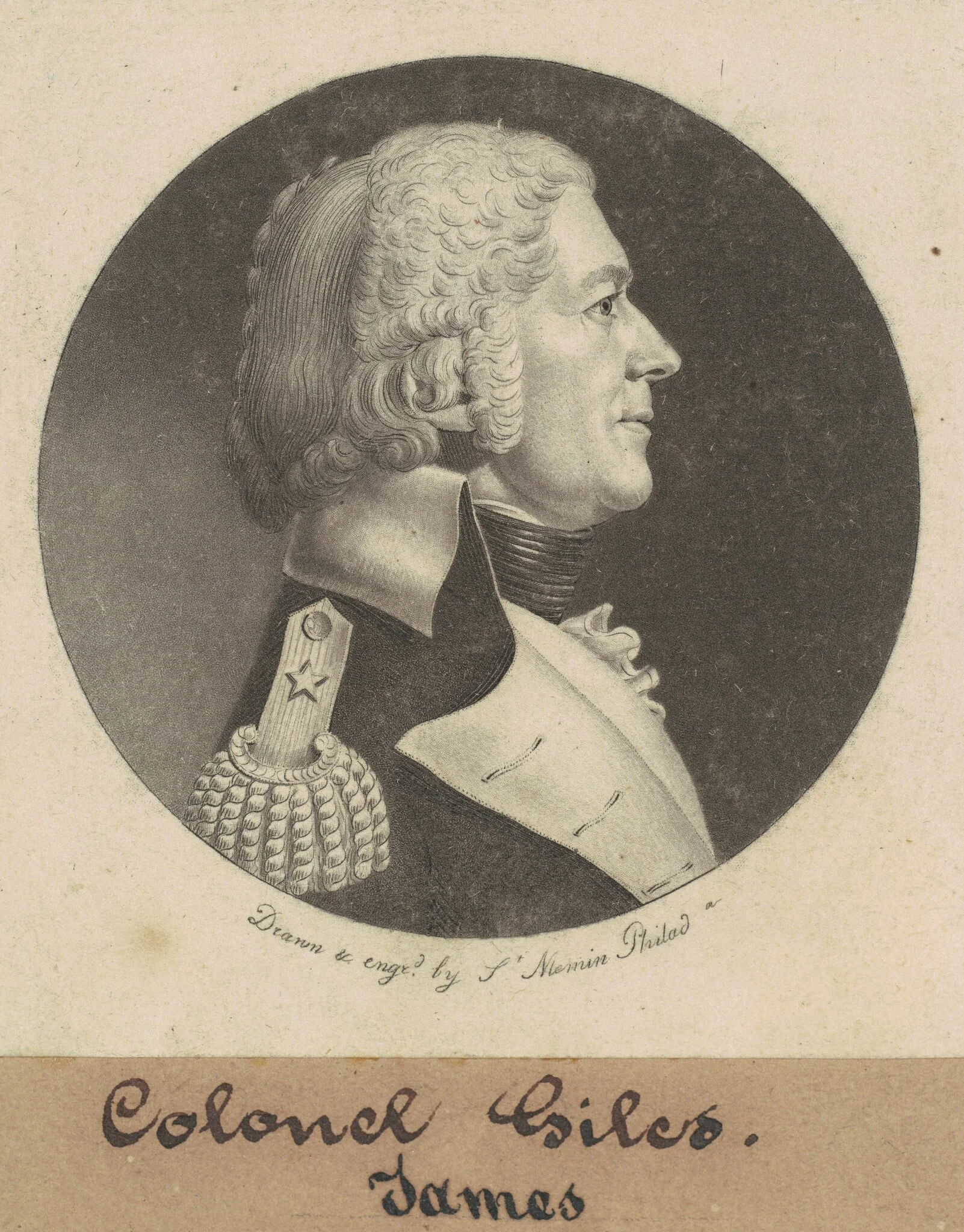James Giles, by Charles Balthazar Julien Févret de Saint-Mémin, ink, 1799