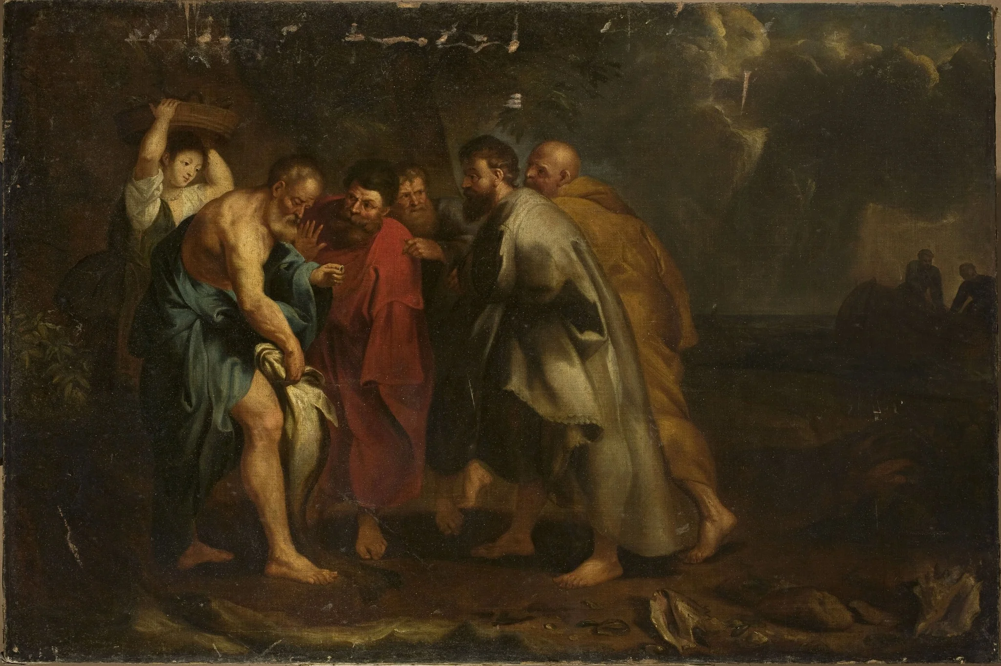 Apostles finding a coin inside a fish (Matthew 17:27)