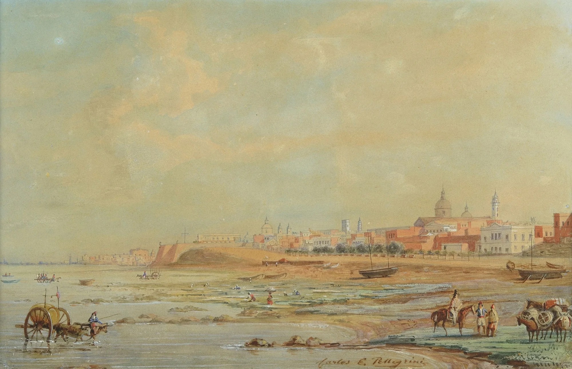 View of Buenos Aires, by Charles Pellegrini, watercolor, 1850