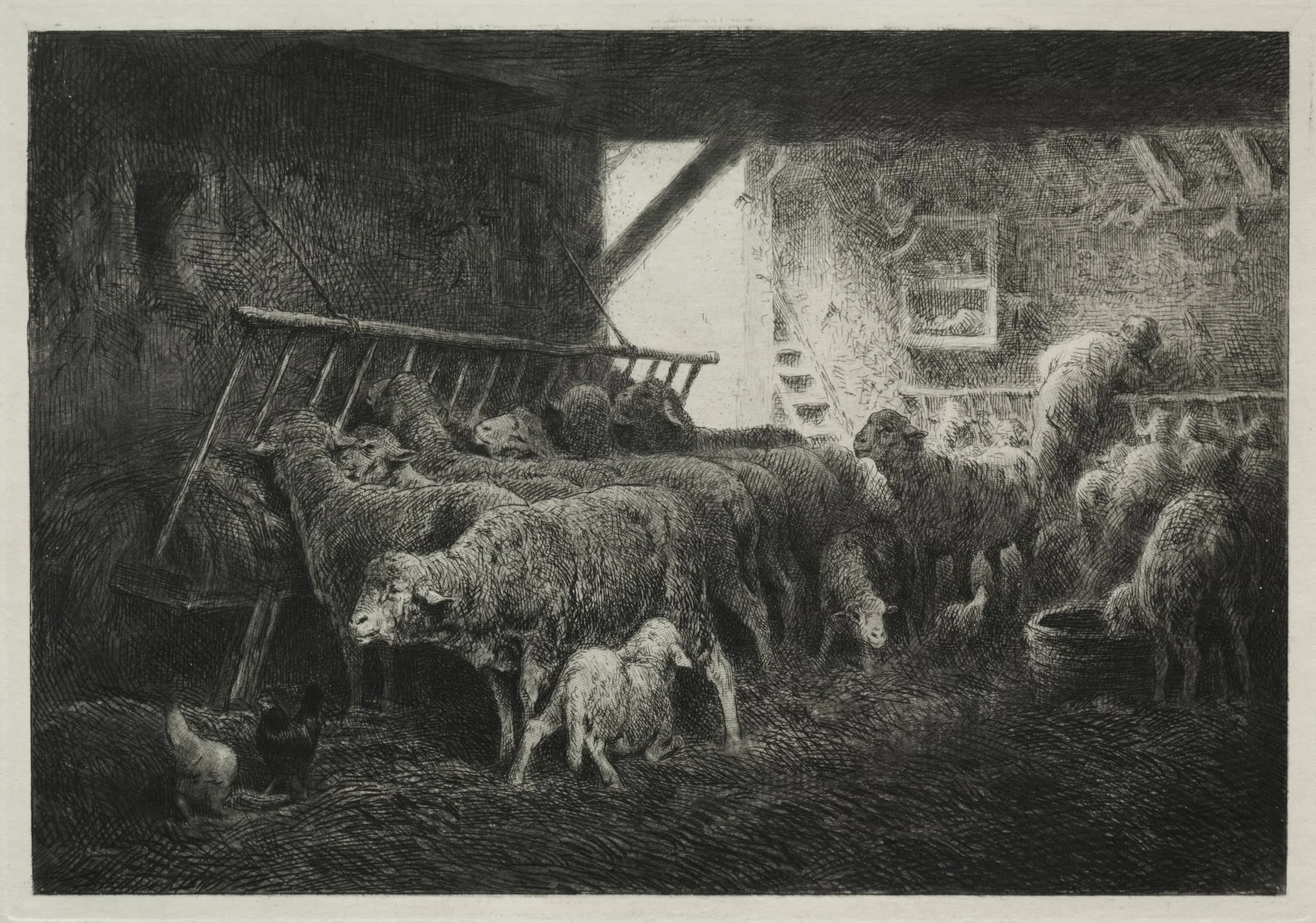Interior of a Sheep Pen, by Charles Jacque, 1878