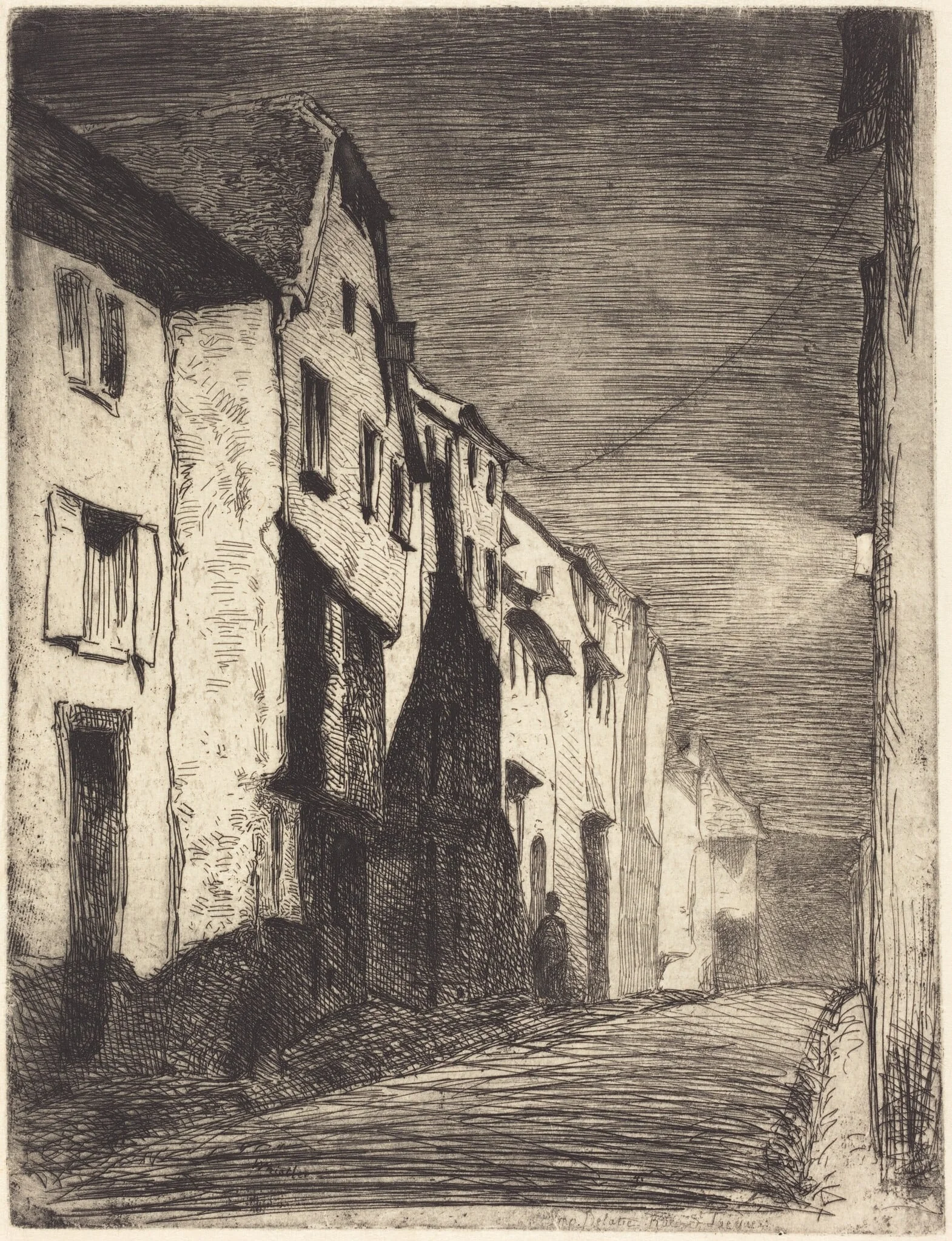 Street at Saverne, by James McNeill Whistler, ink, 1858