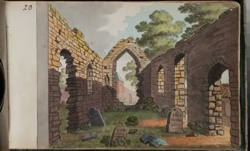 View of the inside of the old church at Killester, 2 1/2 miles from Dublin [...]
