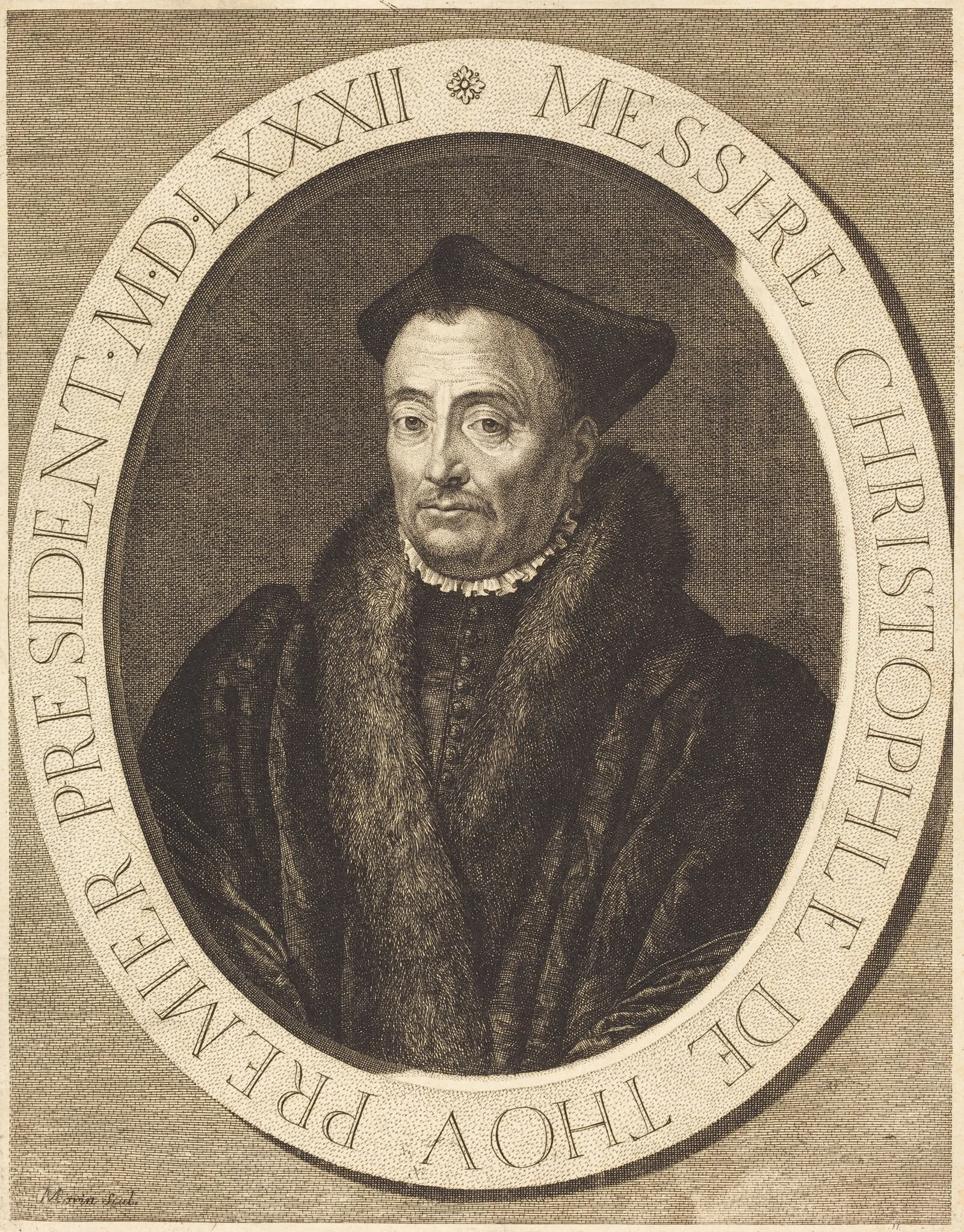 Christophe de Thou, by Jean Morin, ink, 1645
