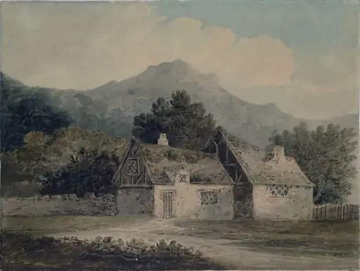 Mountainous landscape with cottages