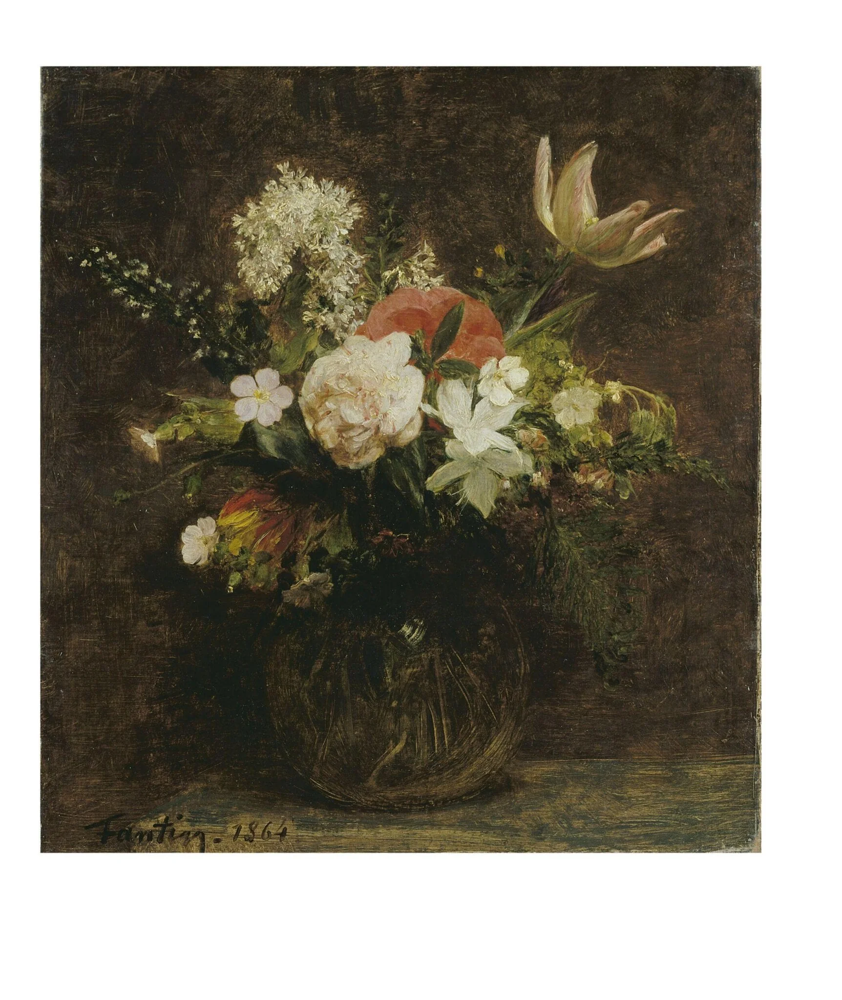 Flowers: Tulips, Azaleas, Roses, by Henri Fantin-Latour, oil, 1864