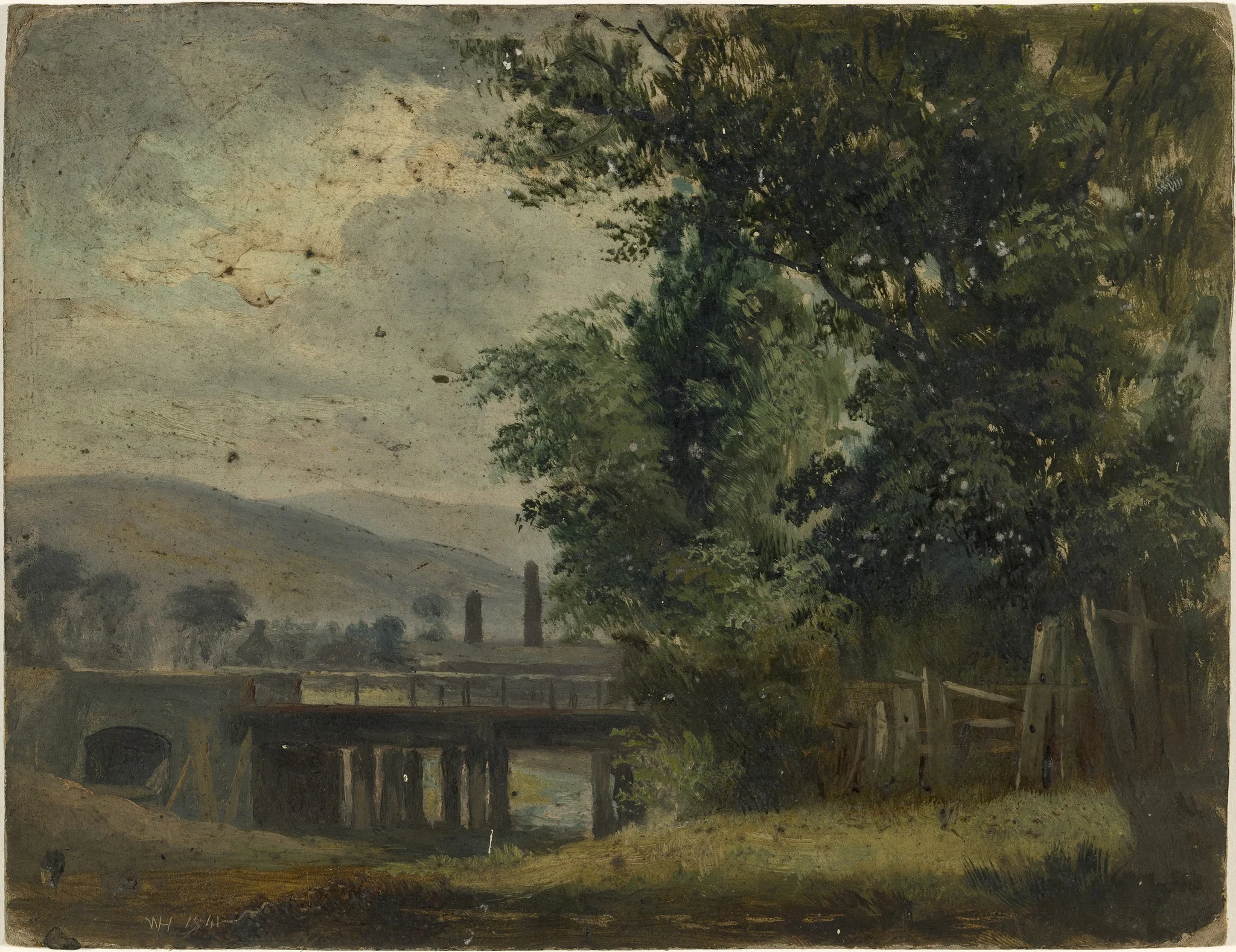A Bridge on the River Dodder, by William Howis senior, unspecified, 1841