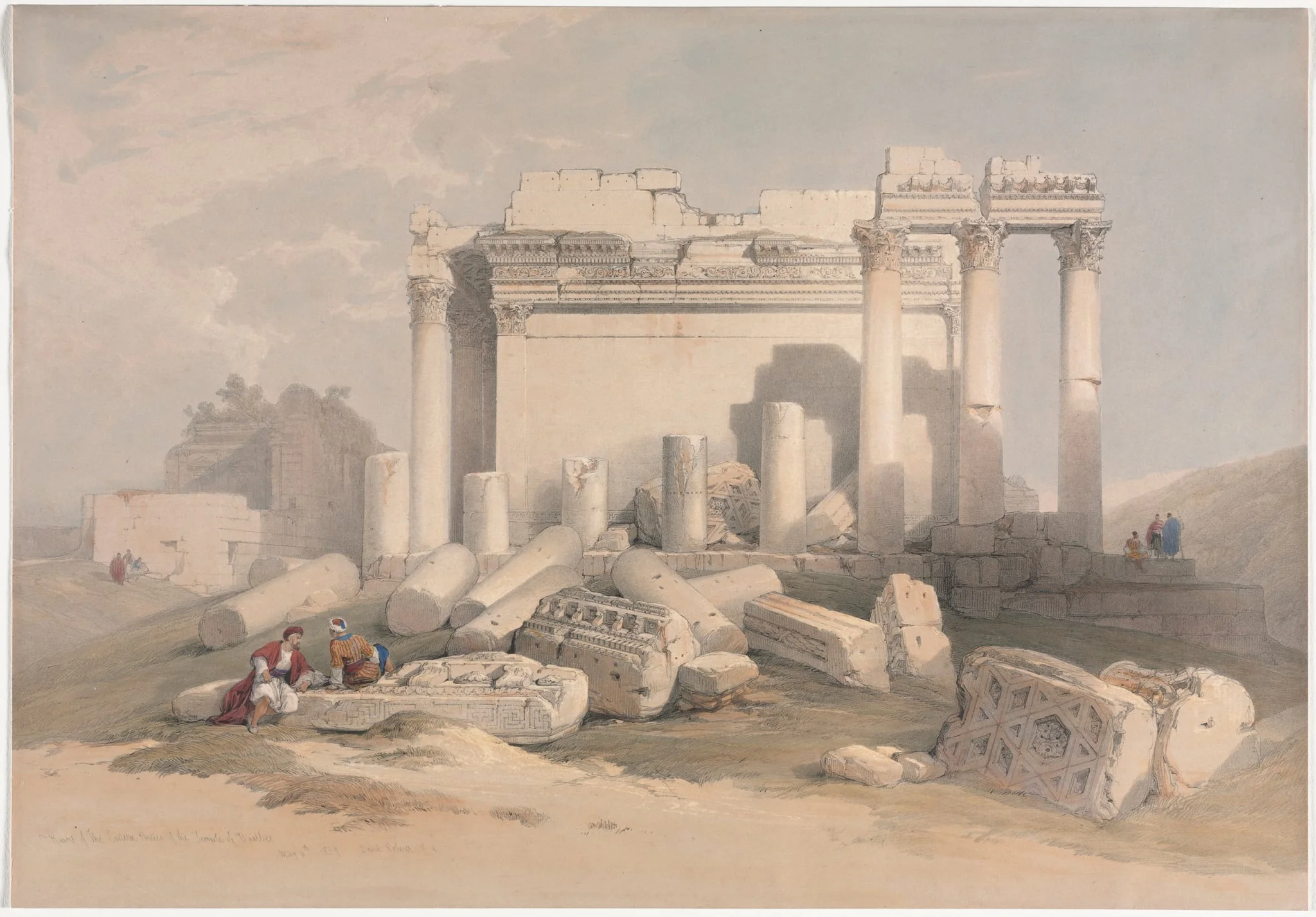 Ruins of the Eastern Portico of the Temple of Baalbec, by David Roberts, 1839
