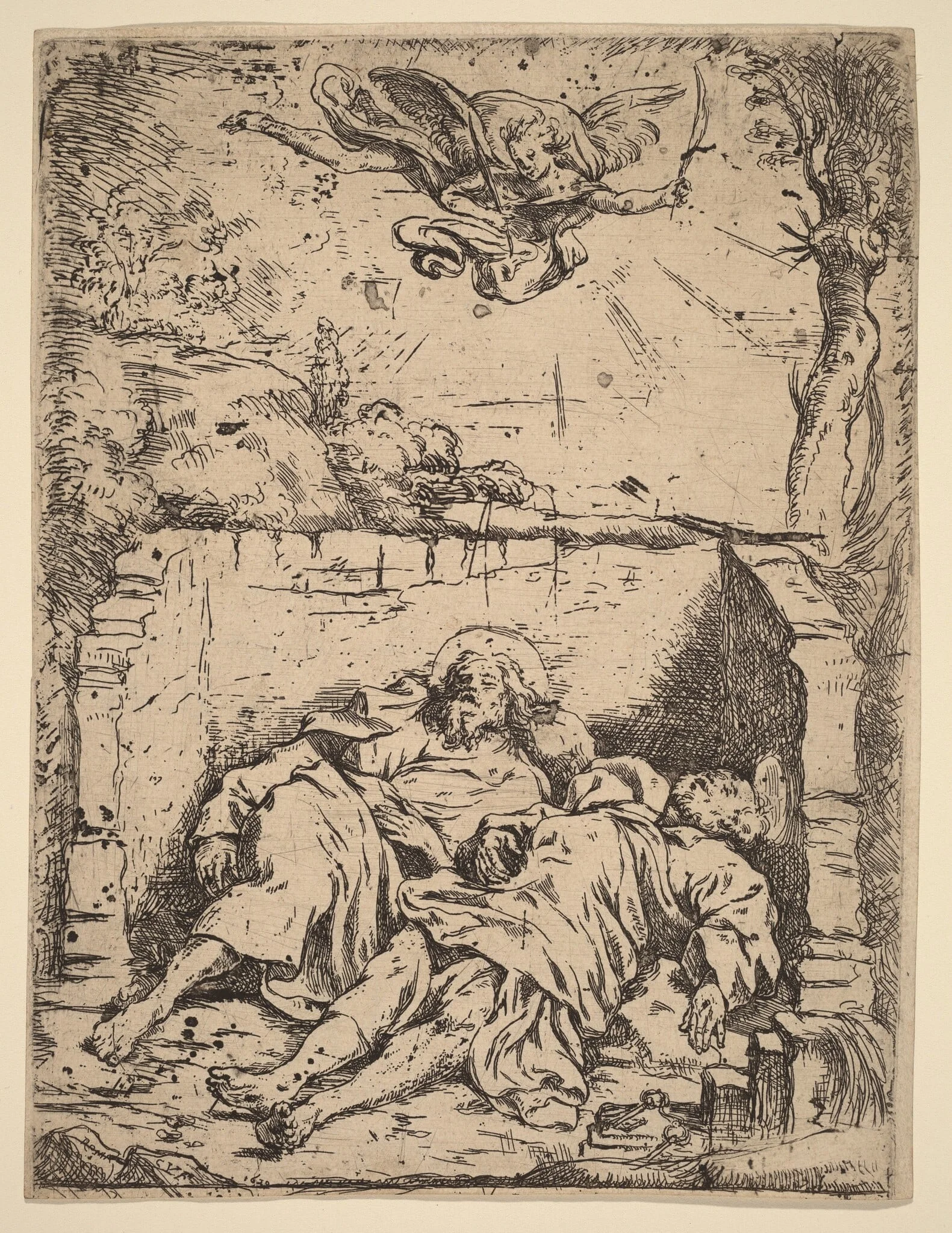 The Bodies of Saints Peter and Paul, by Claude Vignon, ink, 1620