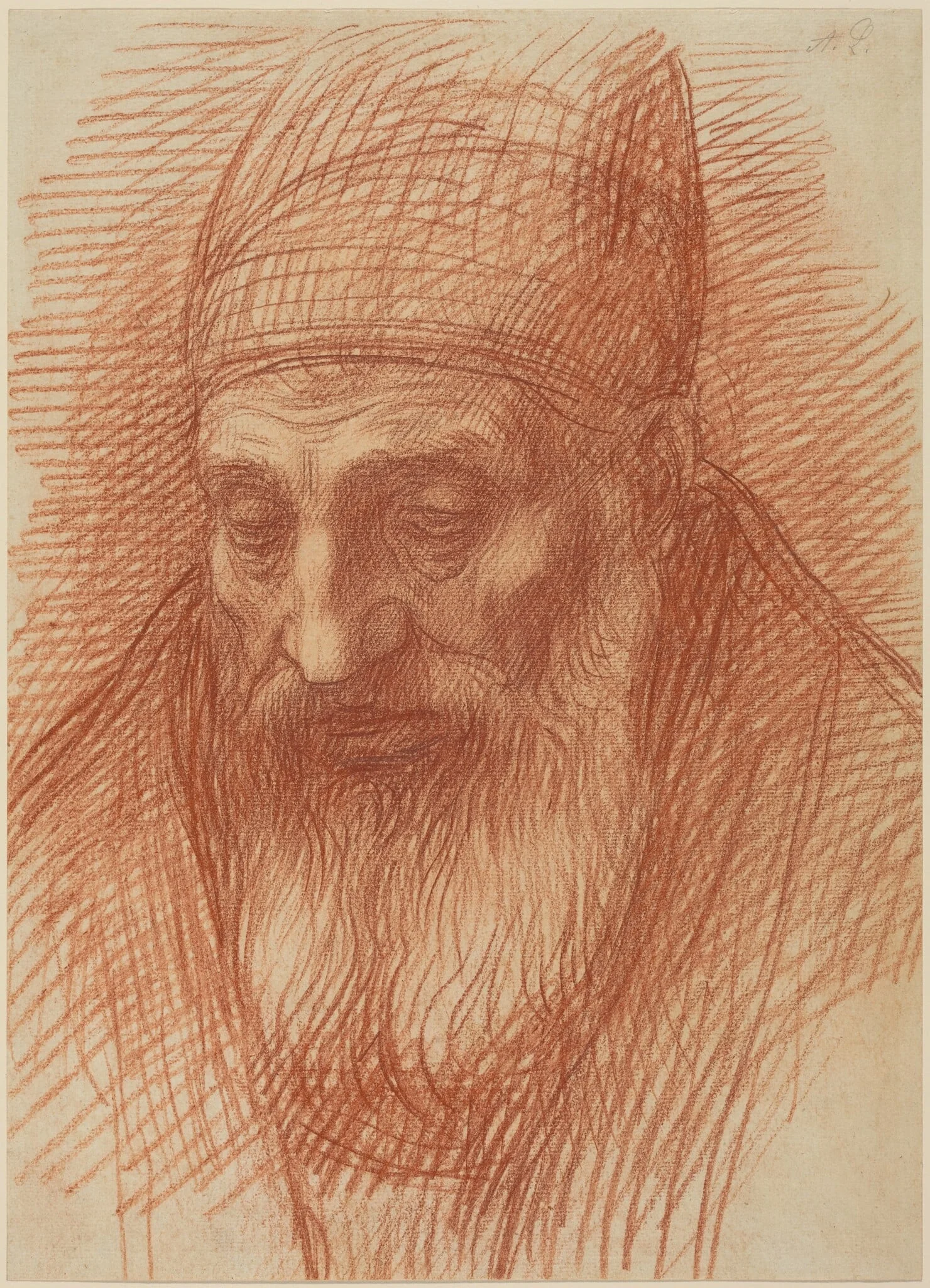 Head of a Priest, by Alphonse Legros, chalk, 1874