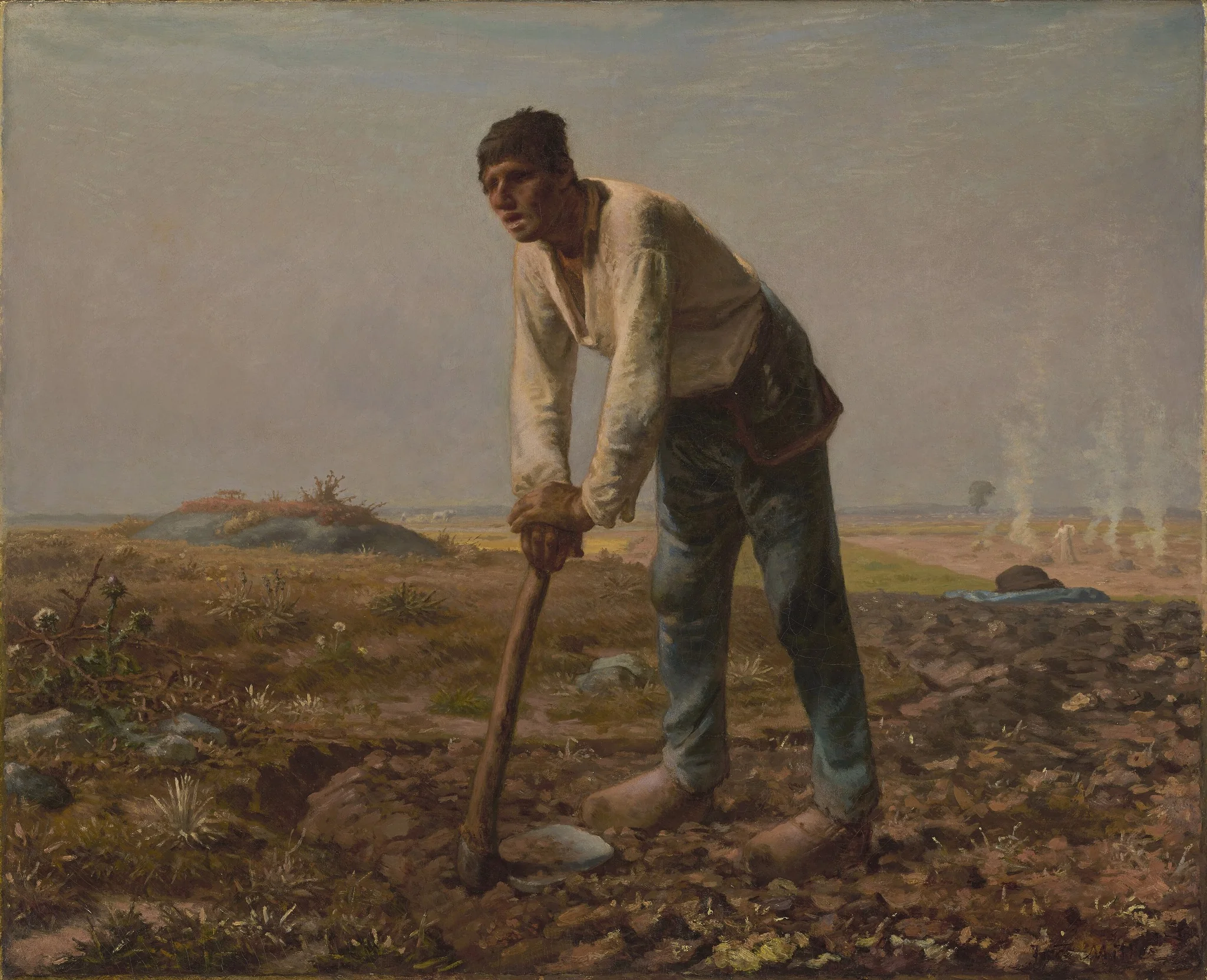 Man with a Hoe, by Jean François Millet, oil, 1860