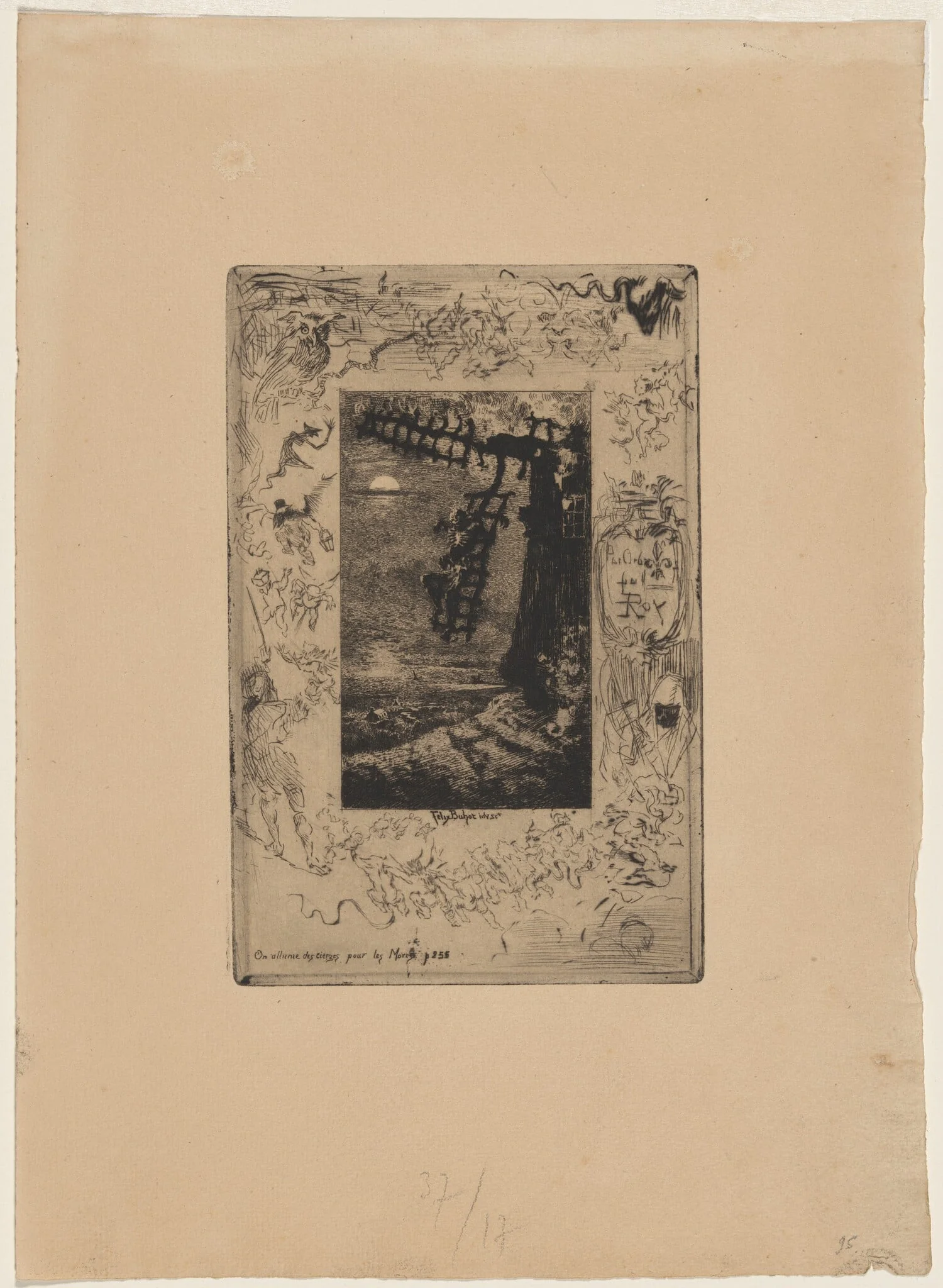 On allume des cierges..., by Félix-Hilaire Buhot, ink, 1878