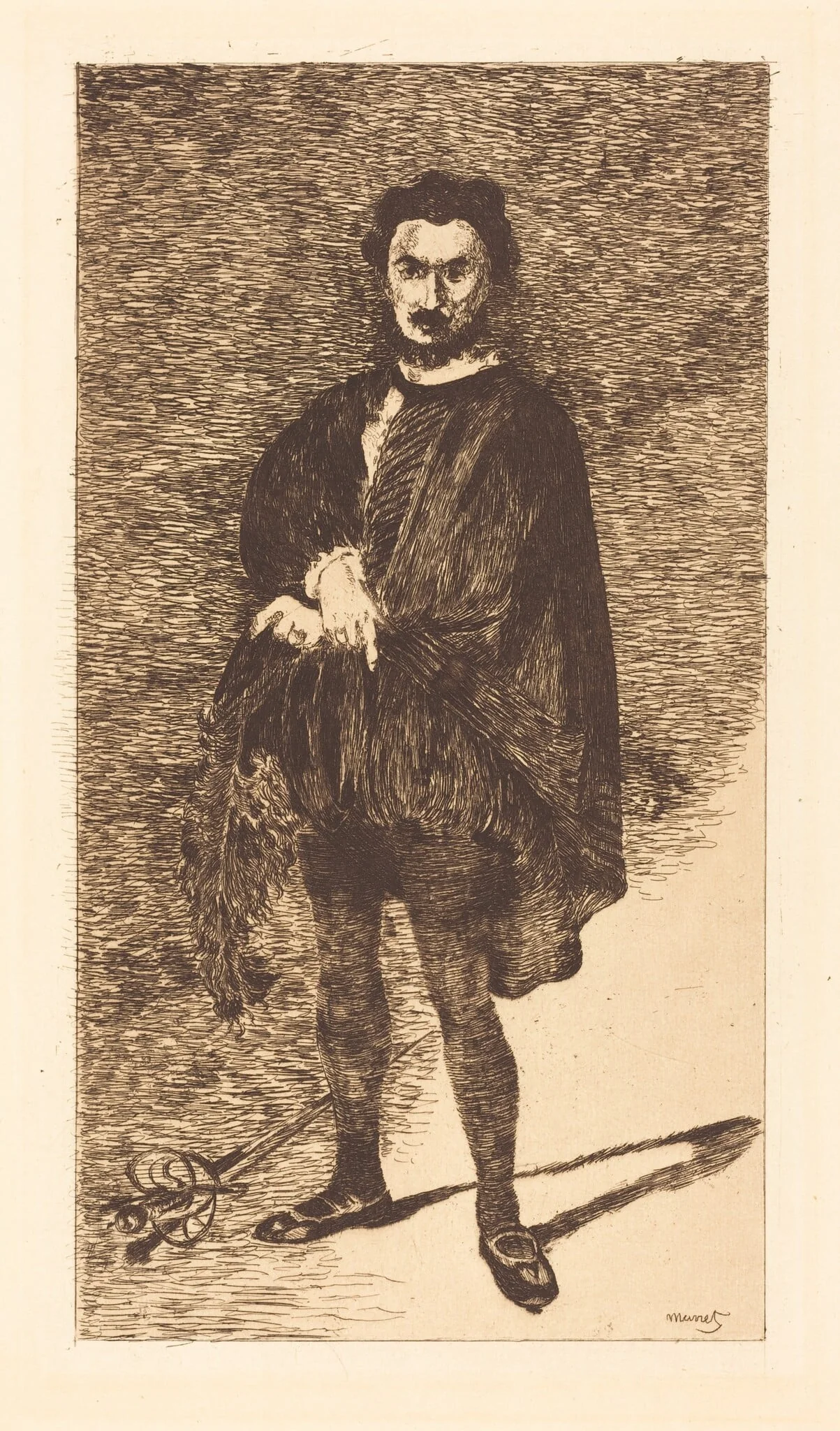 The Tragic Actor (L'acteur tragique), by Edouard Manet, ink, 1866