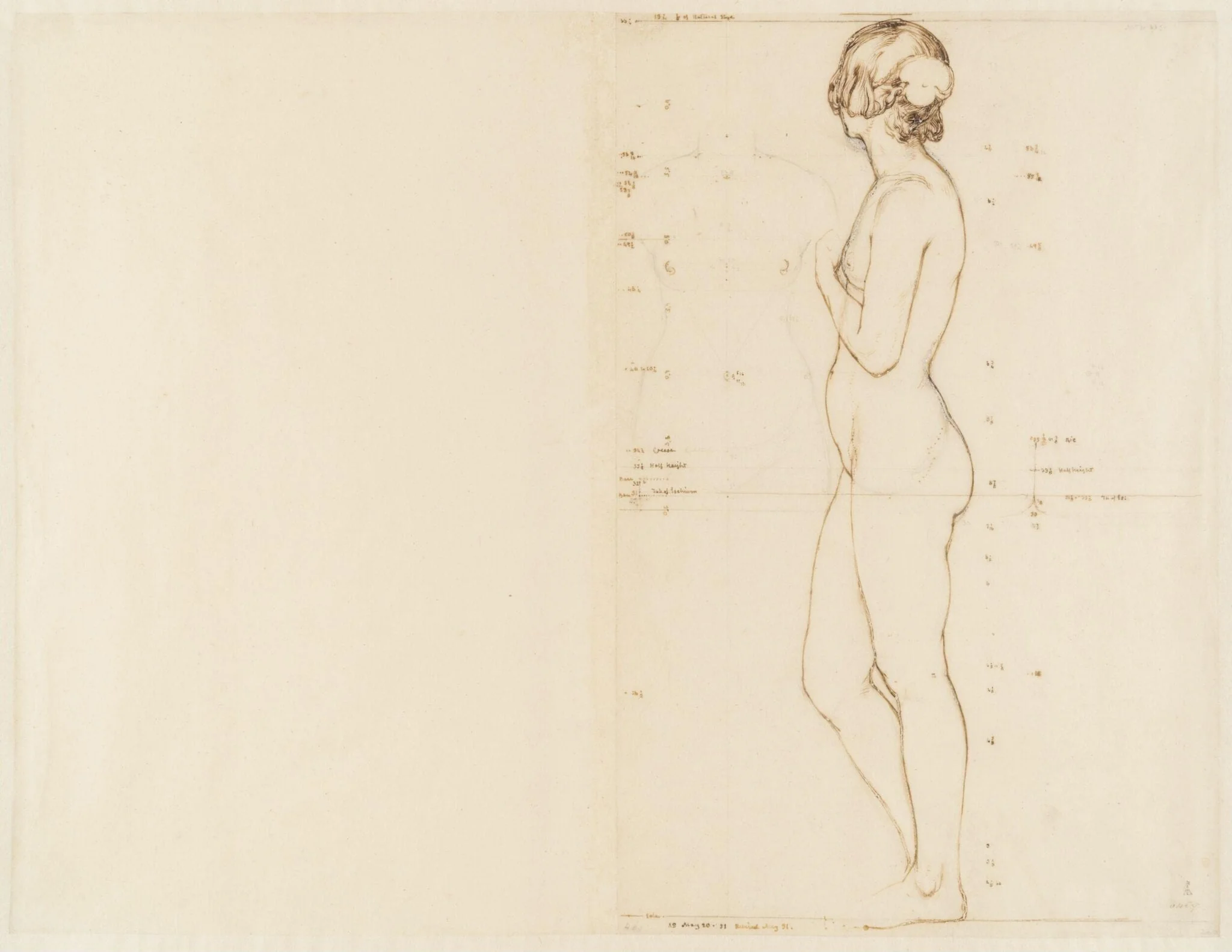 Study of a standing female nude, by William Mulready, 1851
