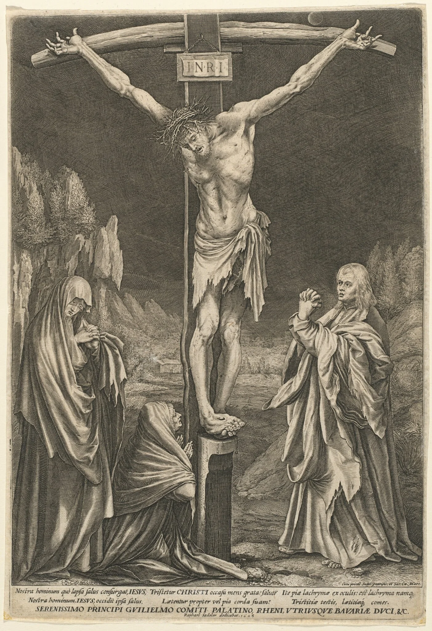 The Small Crucifixion, by Raphael Sadeler I, ink, 1605