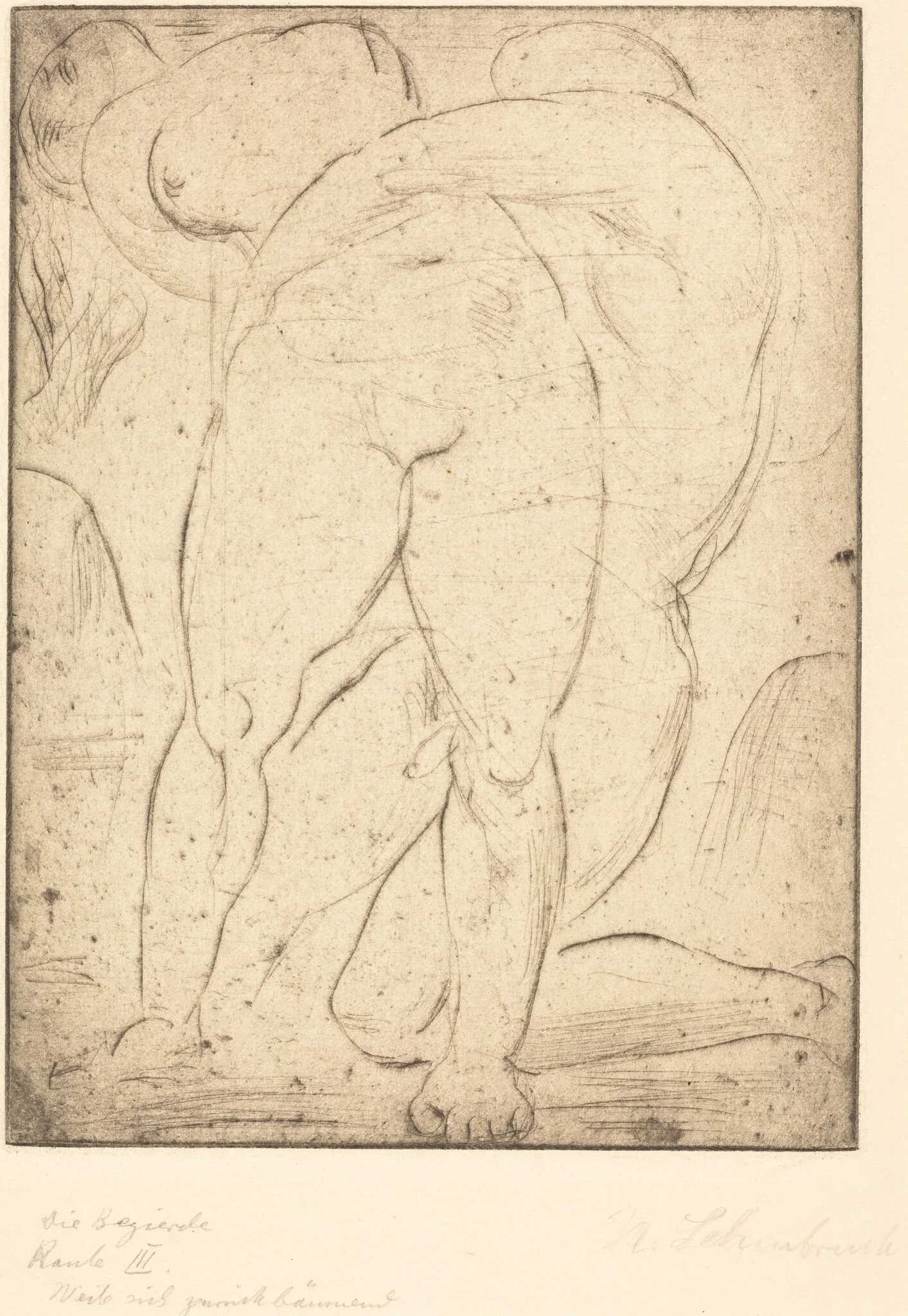 Passion II (Leidenschaft II), by Wilhelm Lehmbruck, ink, 1914