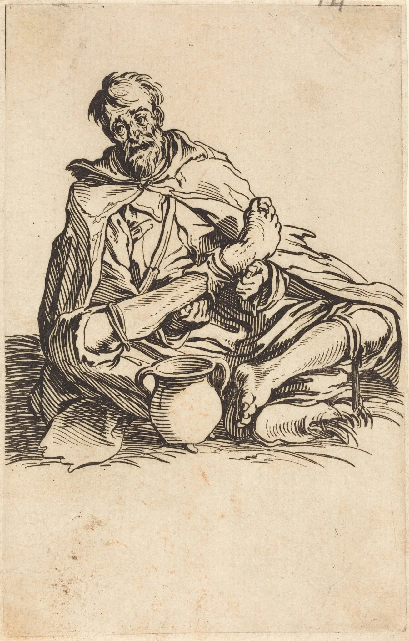 The Sick Man, by Jacques Callot, ink, 1622