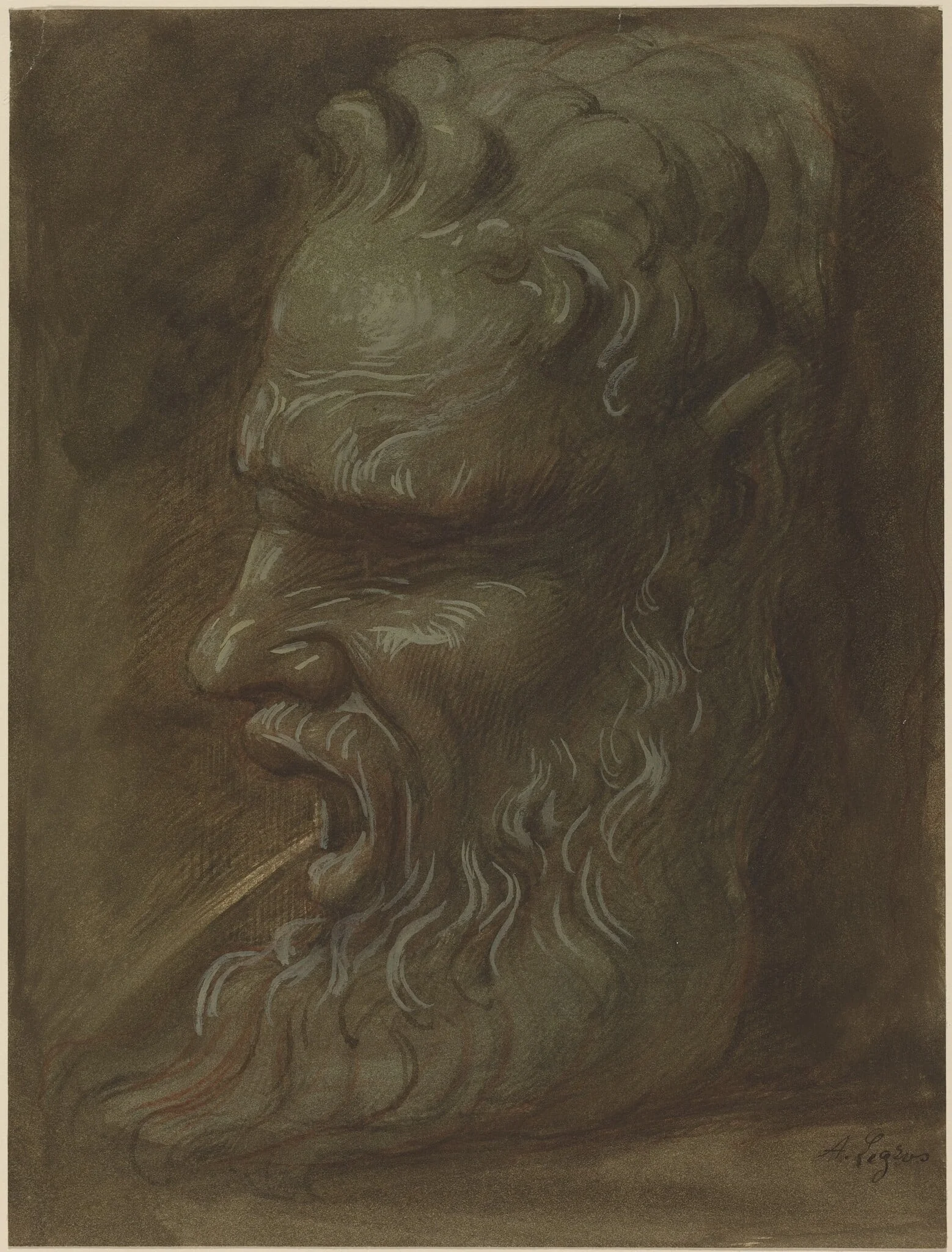 Study of a Mask, by Alphonse Legros, 1874