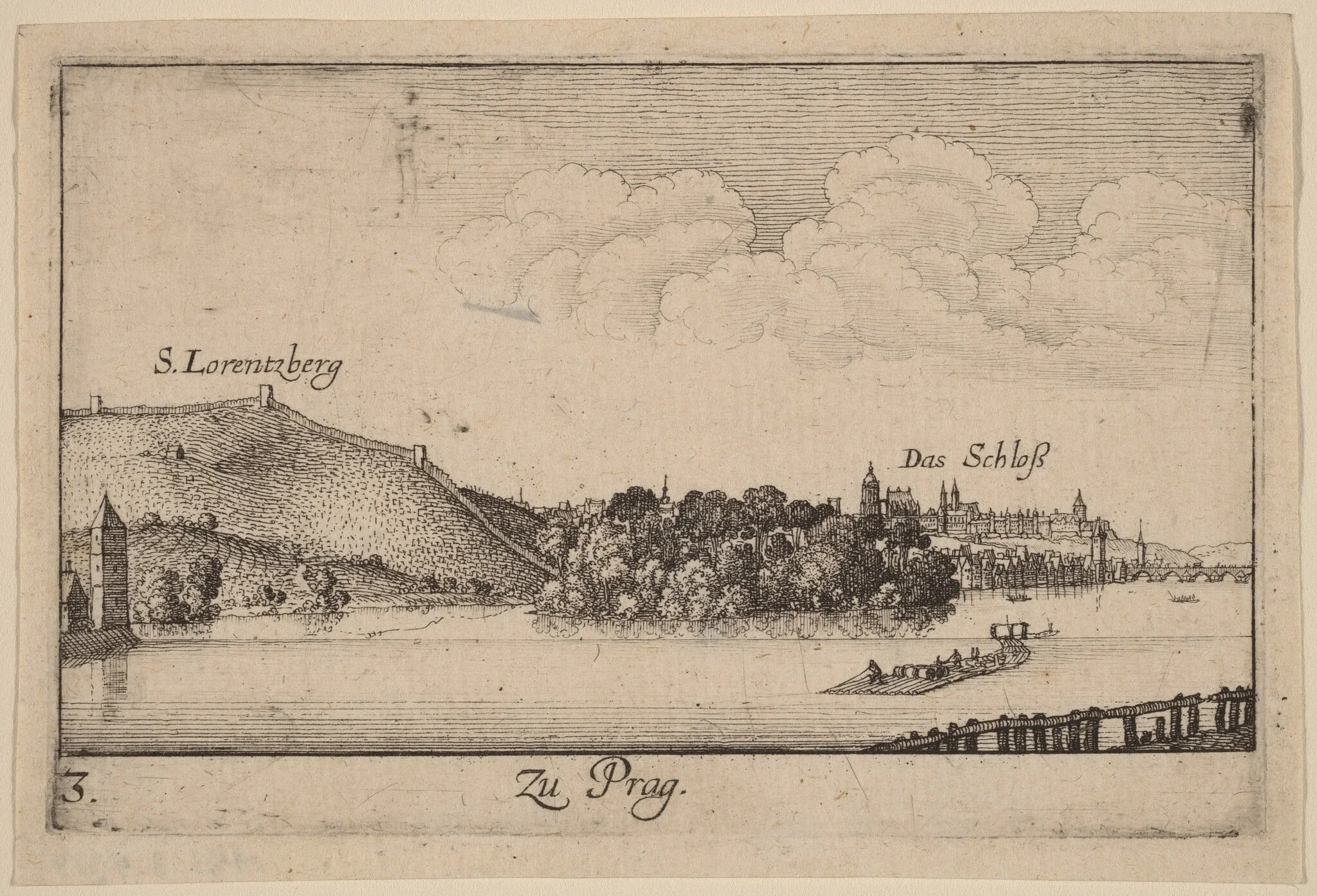 Prague, by Wenceslaus Hollar, ink, 1635