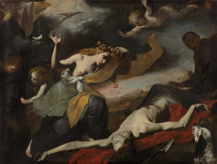 Venus Discovering the Dead Adonis, by Unknown, unspecified, 1650