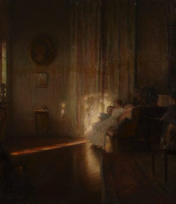 Listening to Mozart, by Jules-Alexis Muenier, oil, 1900