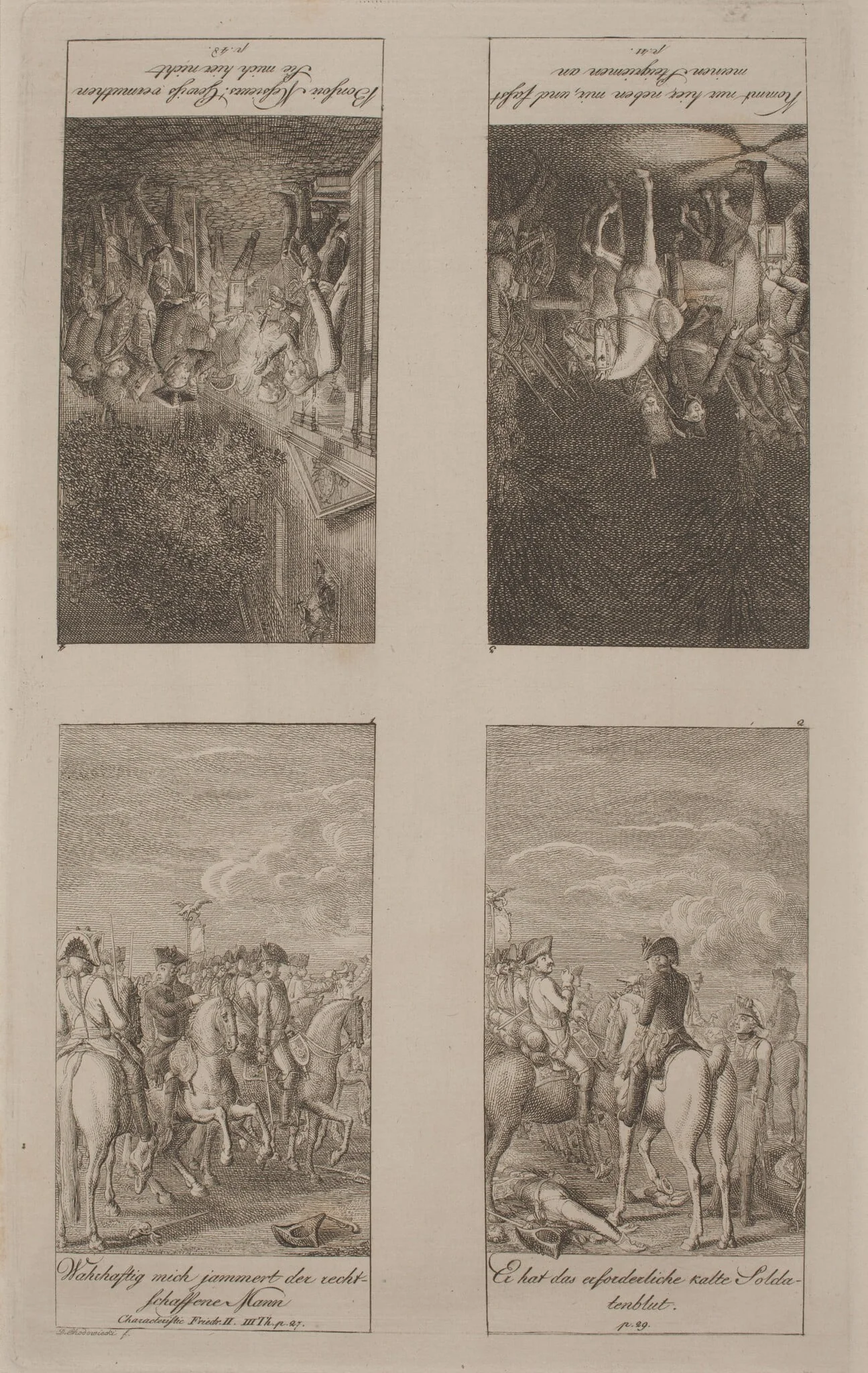 Characteristics of King Frederik II (Part III), by Daniel Nikolaus Chodowiecki, ink, 1800