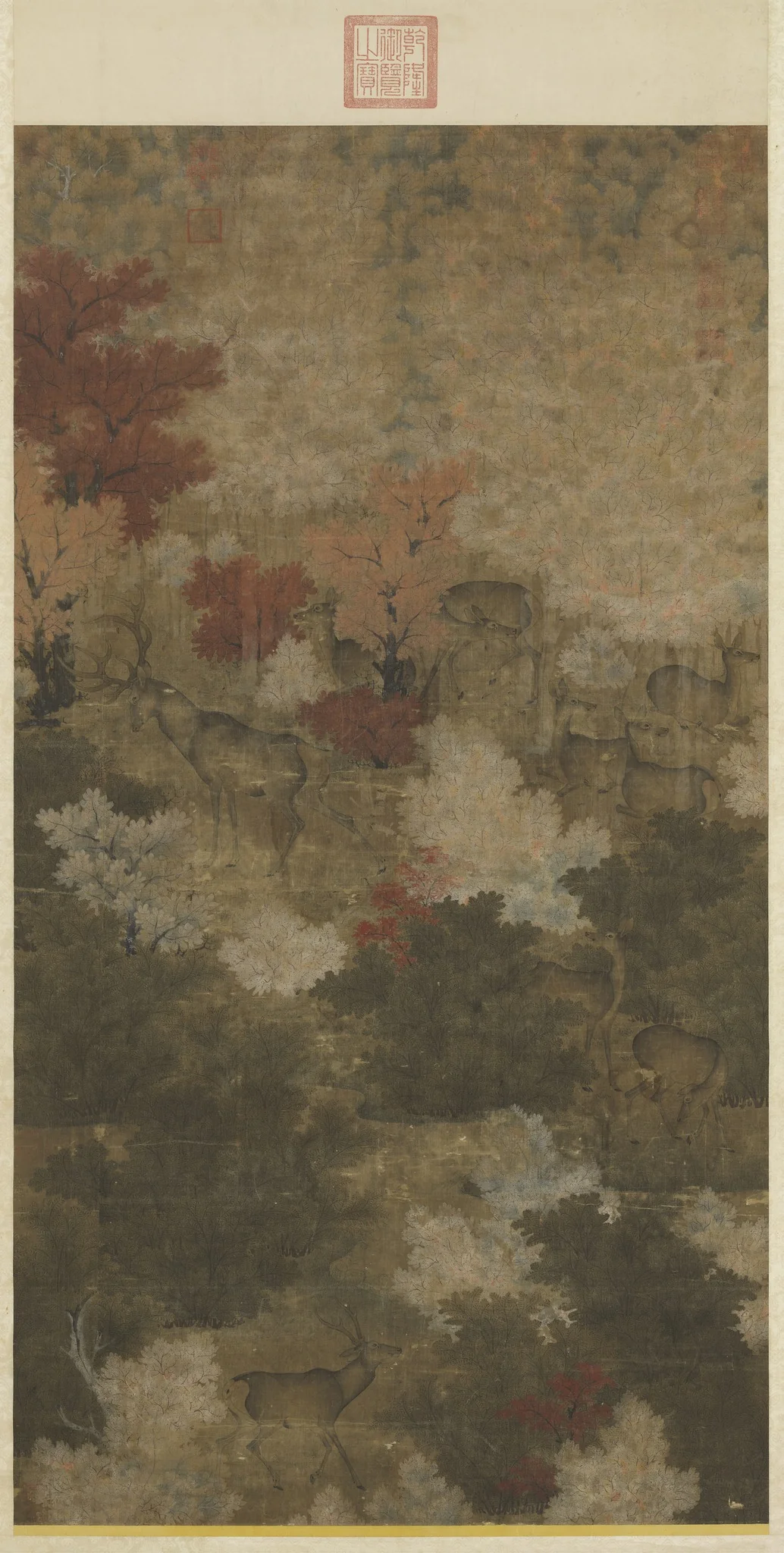 Herd of Deer in an Autumnal Grove