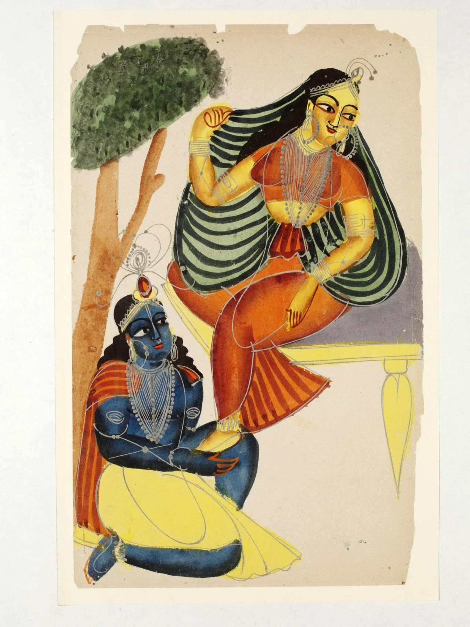 Krishna and Radha, by Unknown, paint, 1890