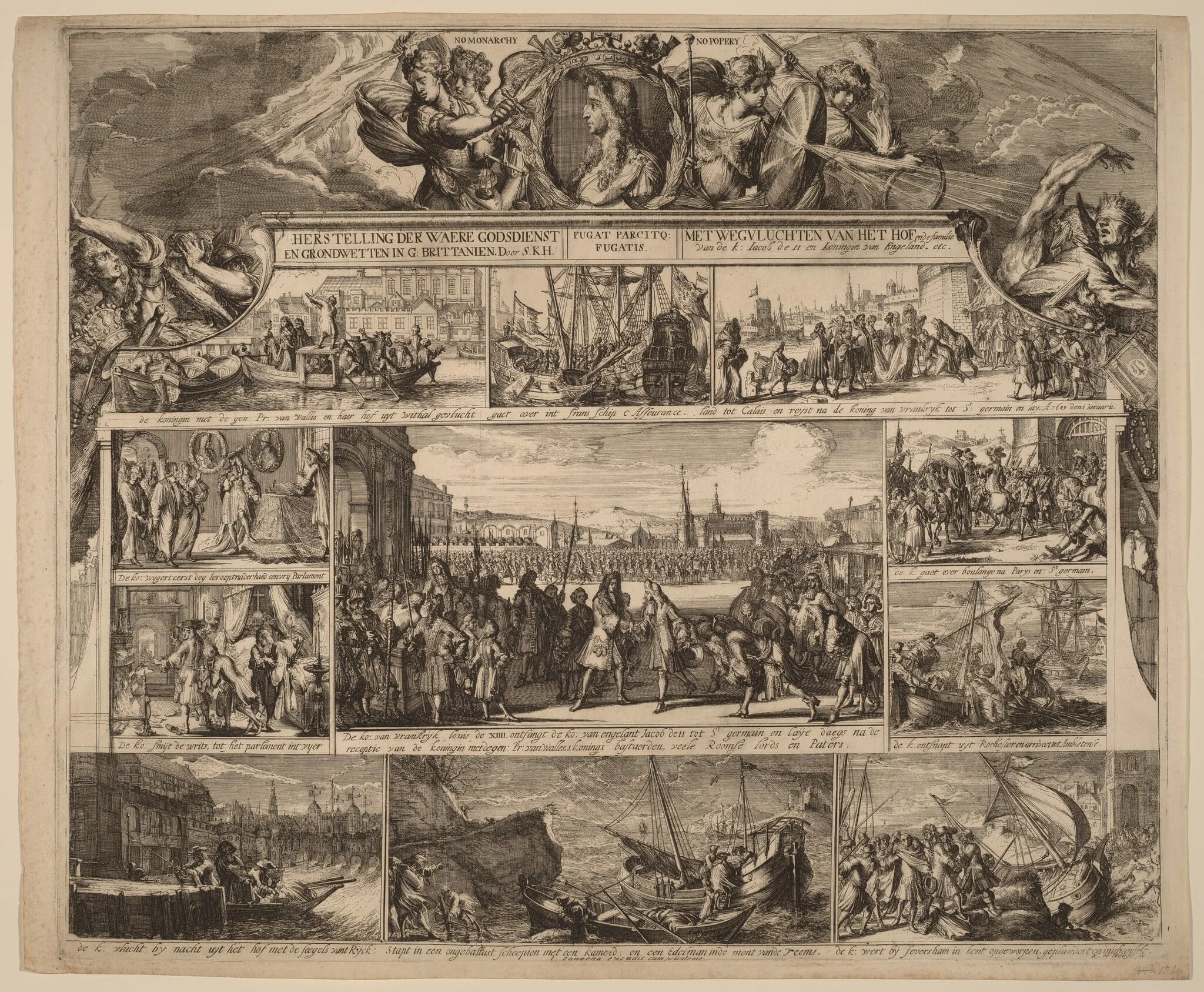 No Monarchy, No Popery, by Romeyn de Hooghe, ink, 1690