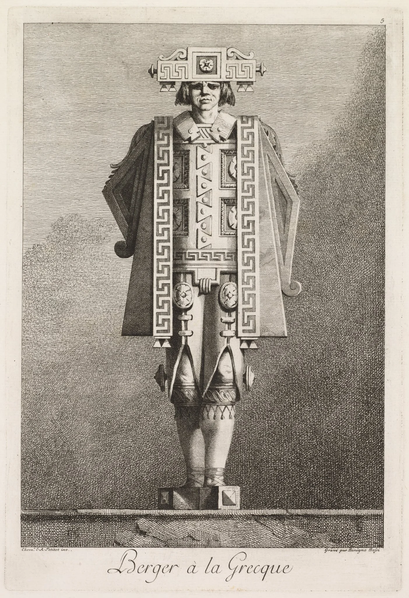Shepherd in the Greek Style, Plate 5, by Benigno Bossi, 1771