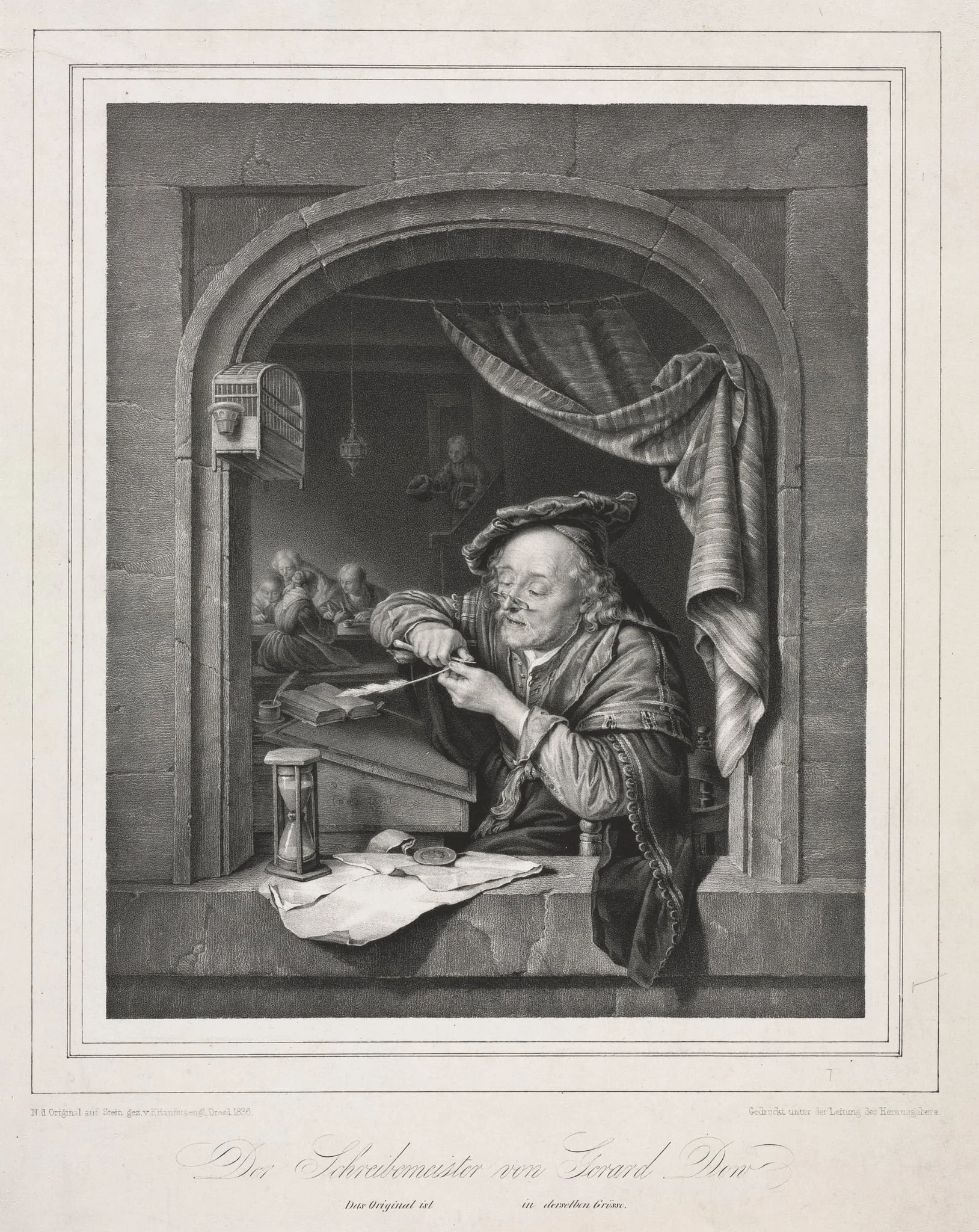 The Writing-Master of the Old Schoolmaster, by Franz Seraph Hanfstaengl, 1836