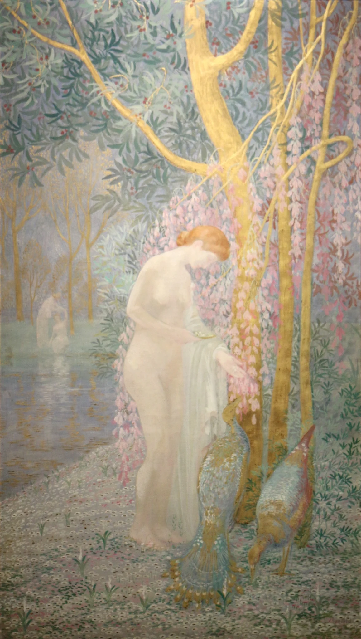 Woman with Peacocks, by Constant Montald, oil, 1909