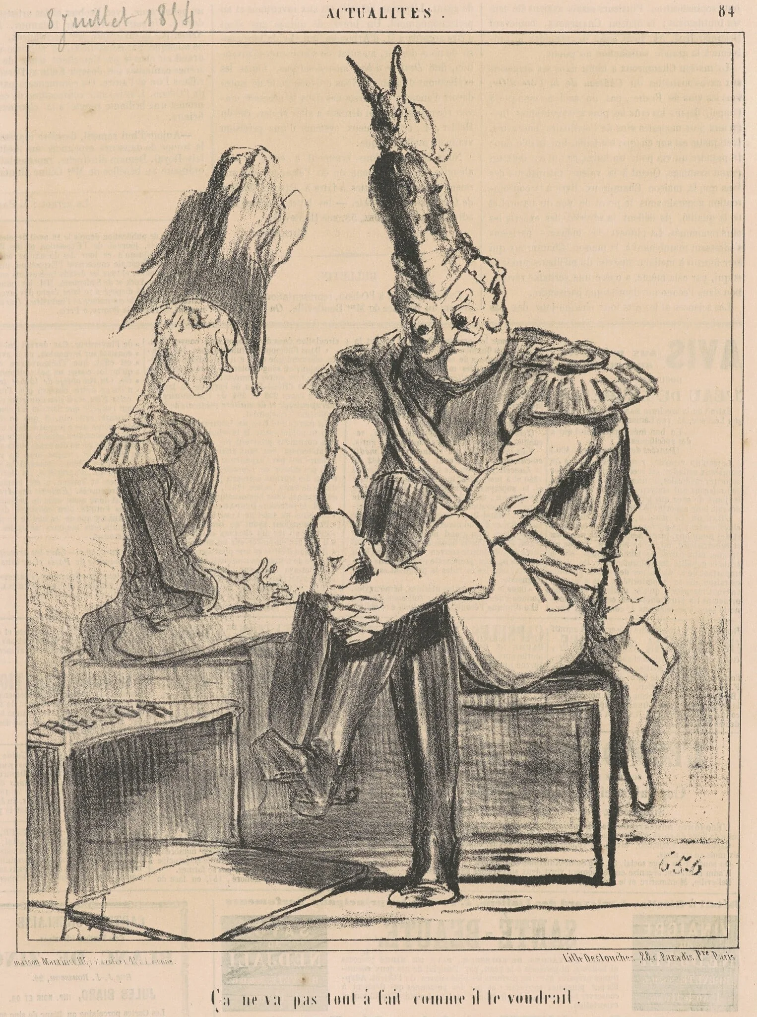Ca ne va pas ... comme il le voudrait, by Honoré Daumier, ink, 1854