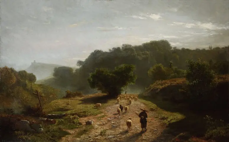 Mountain landscape with sheep
