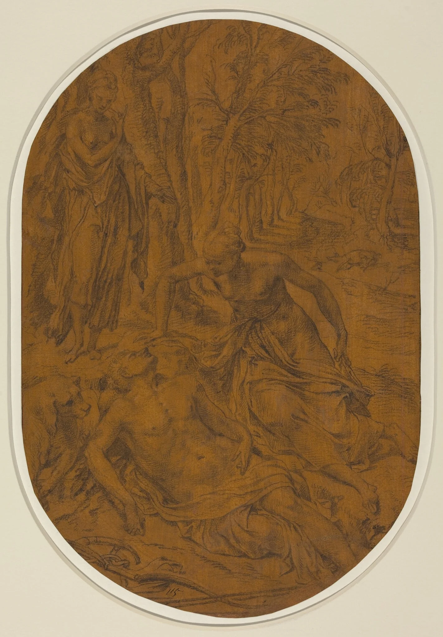 Diana and Endymion, by Frans Floris I, chalk, 1560