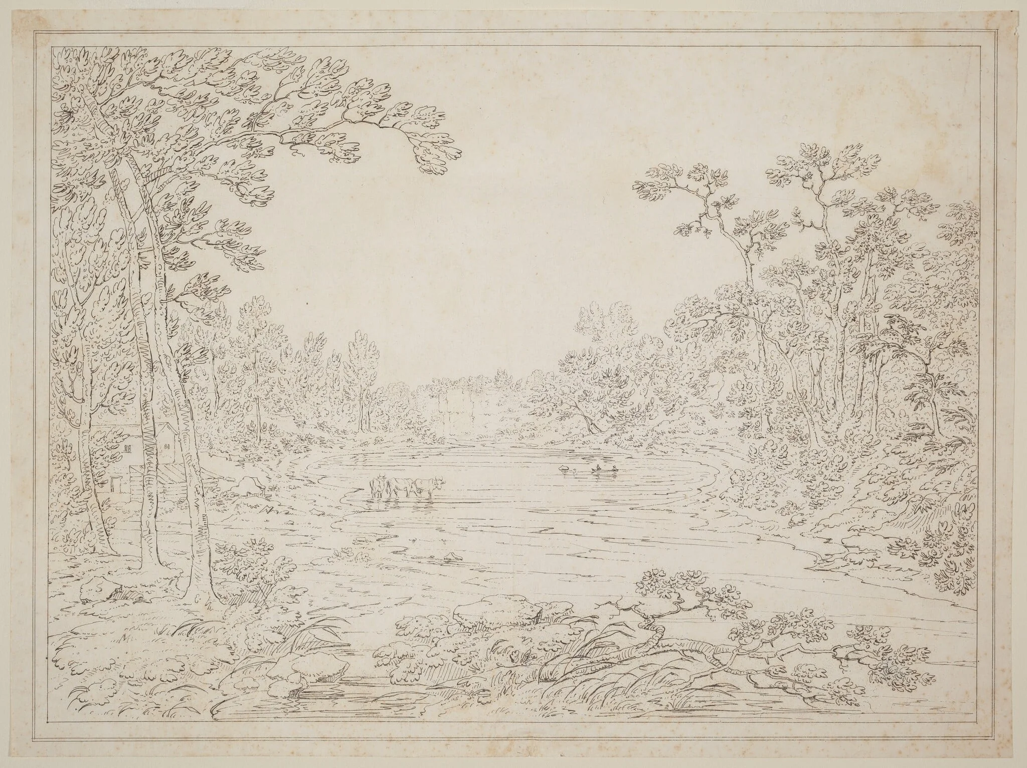Pennsylvania Landscape, by Thomas Doughty, ink, 1824