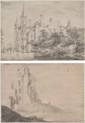 Zuylen Castle, near Utrecht (recto)/Ruin of the huis Ter Kleef, near Haarlem (verso)