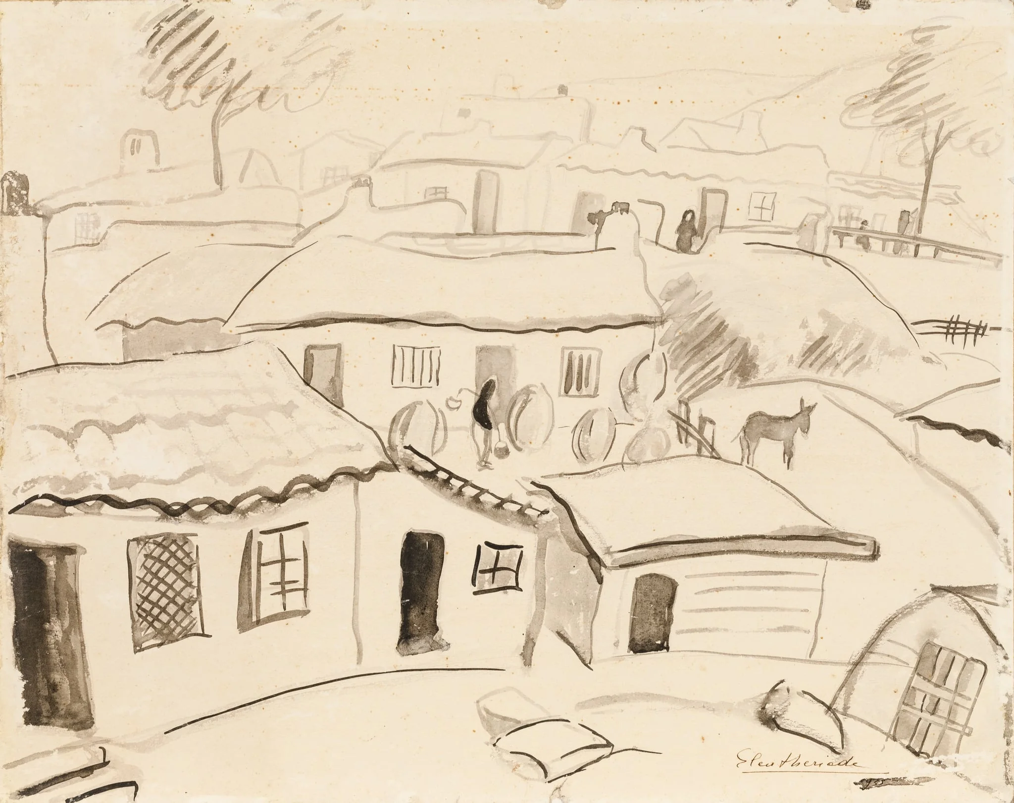 PEISAJ CU CASE, by Micaela Eleutheriade, 1935