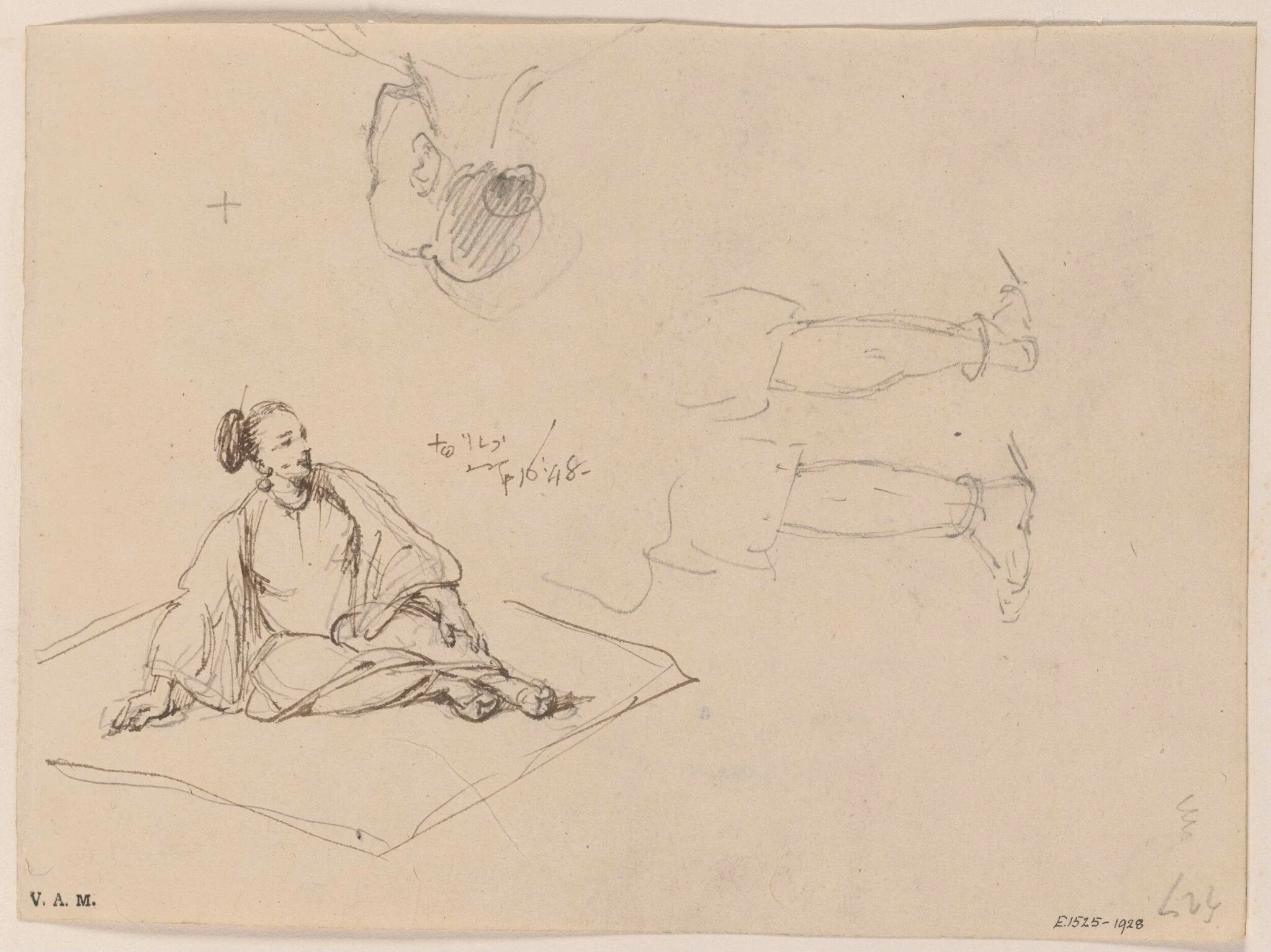 A Chinese woman seated on a mat, by George Chinnery, 12