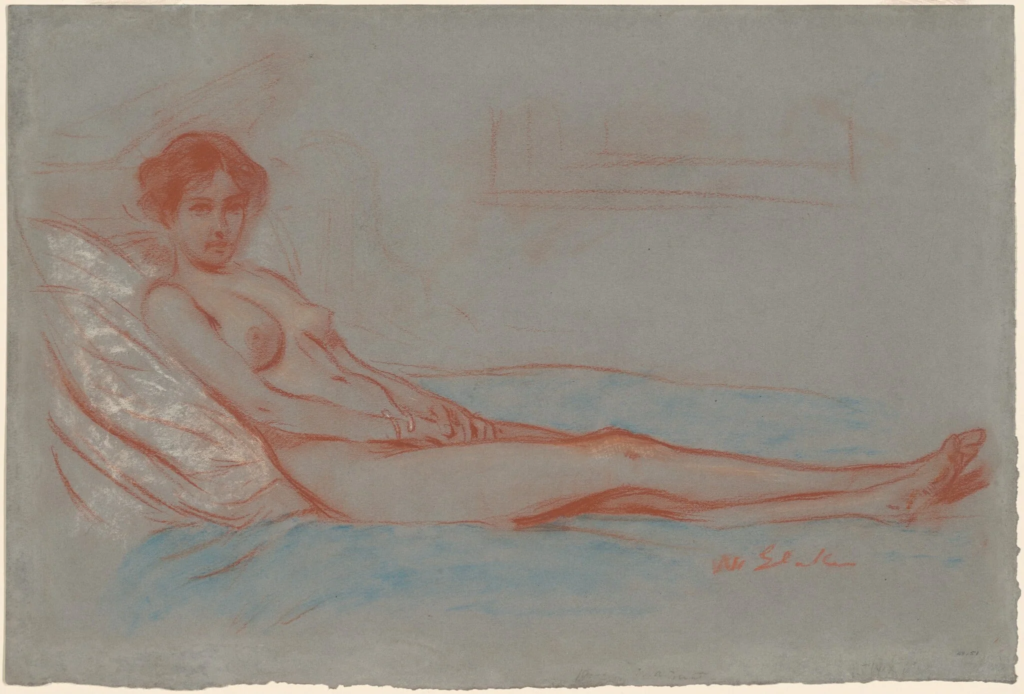 Reclining Female Nude, by William Glackens, pastel, 1910