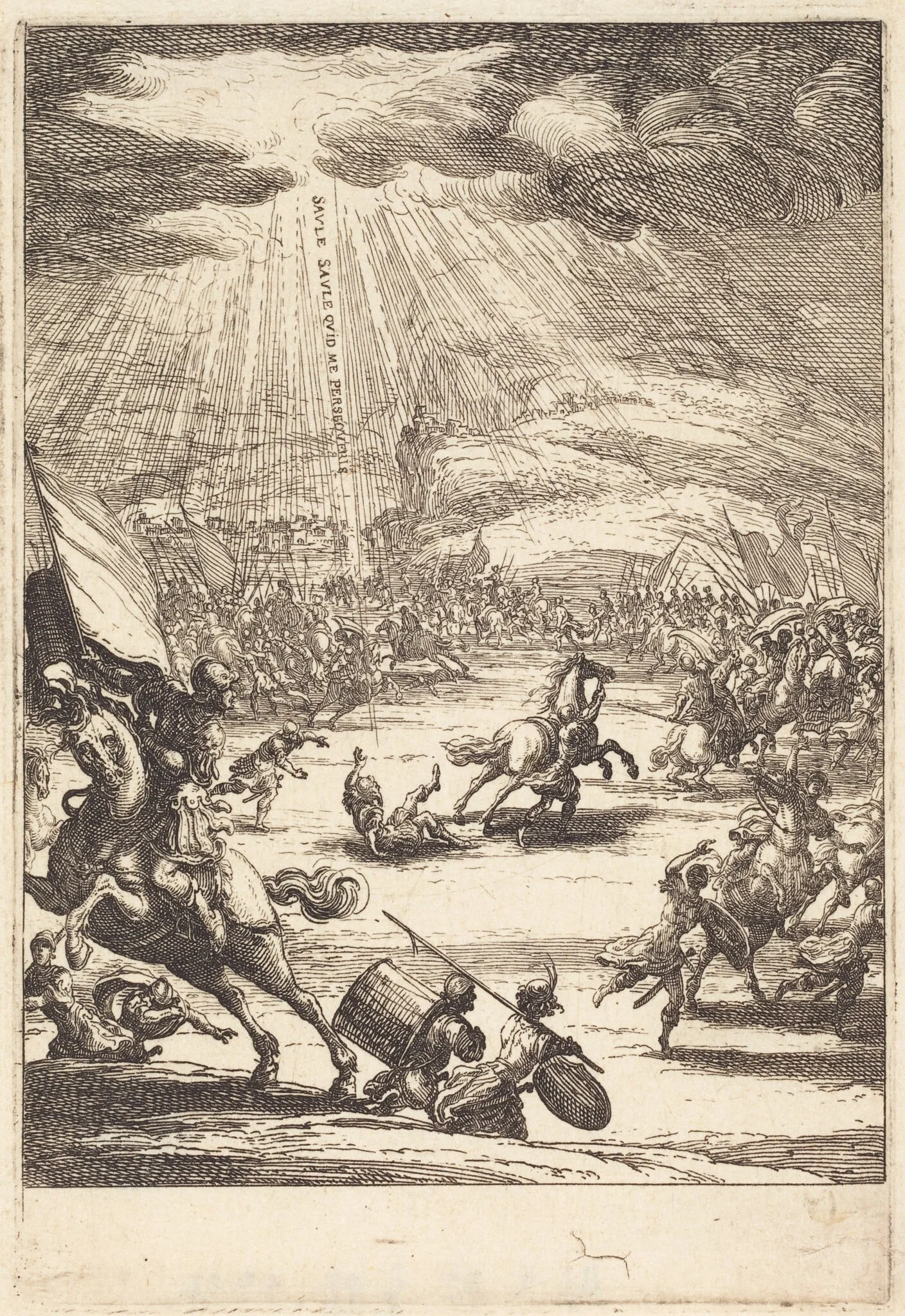 The Conversion of Saint Paul, by Jacques Callot, ink, 1628