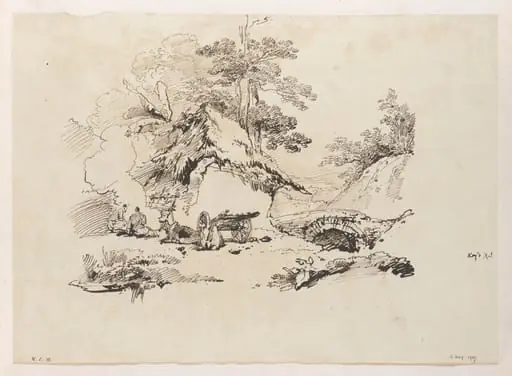 A Bengal landscape with a village dwelling