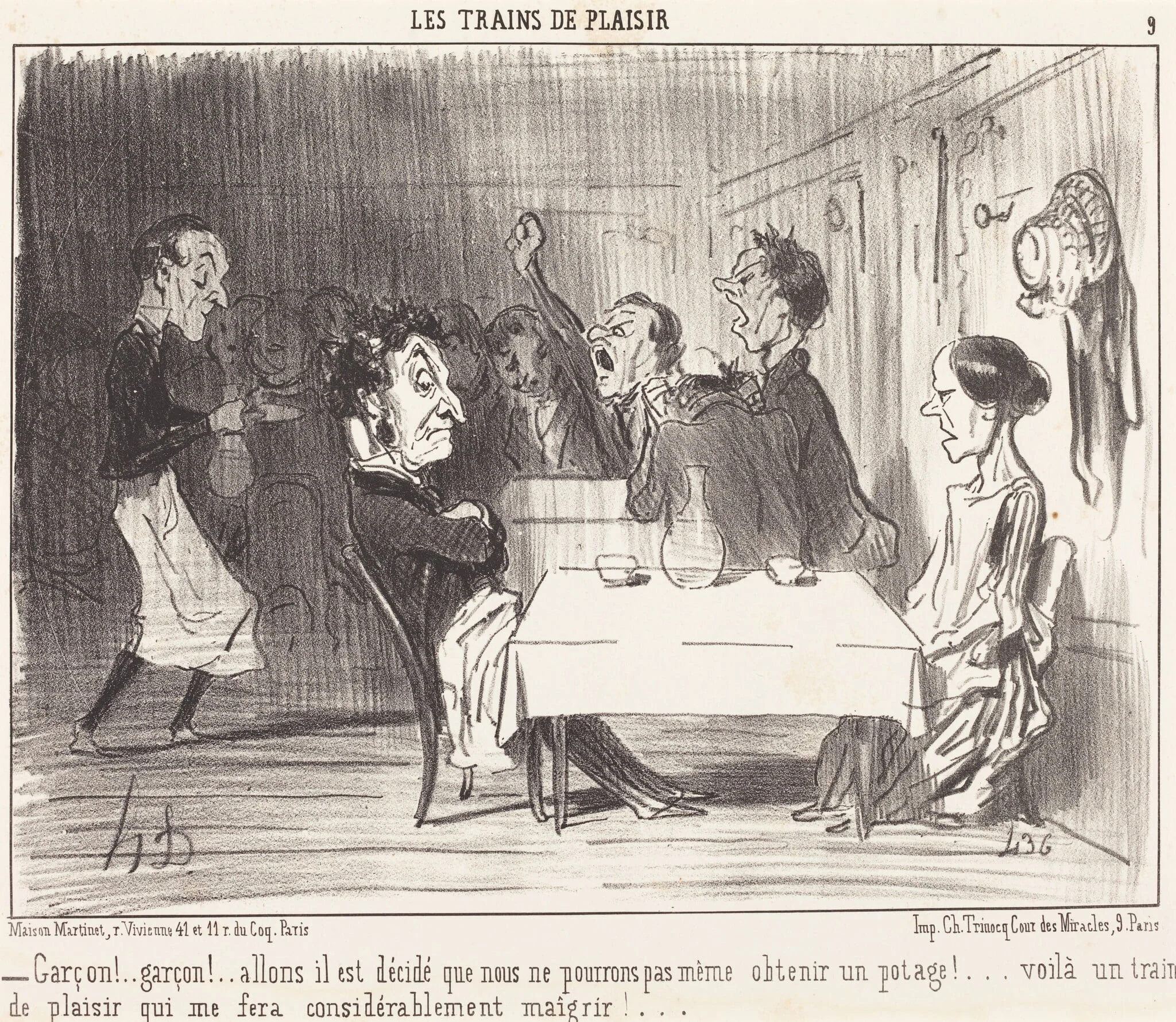 Garçon!... garçon!... allons il est décidé..., by Honoré Daumier, ink, 1852