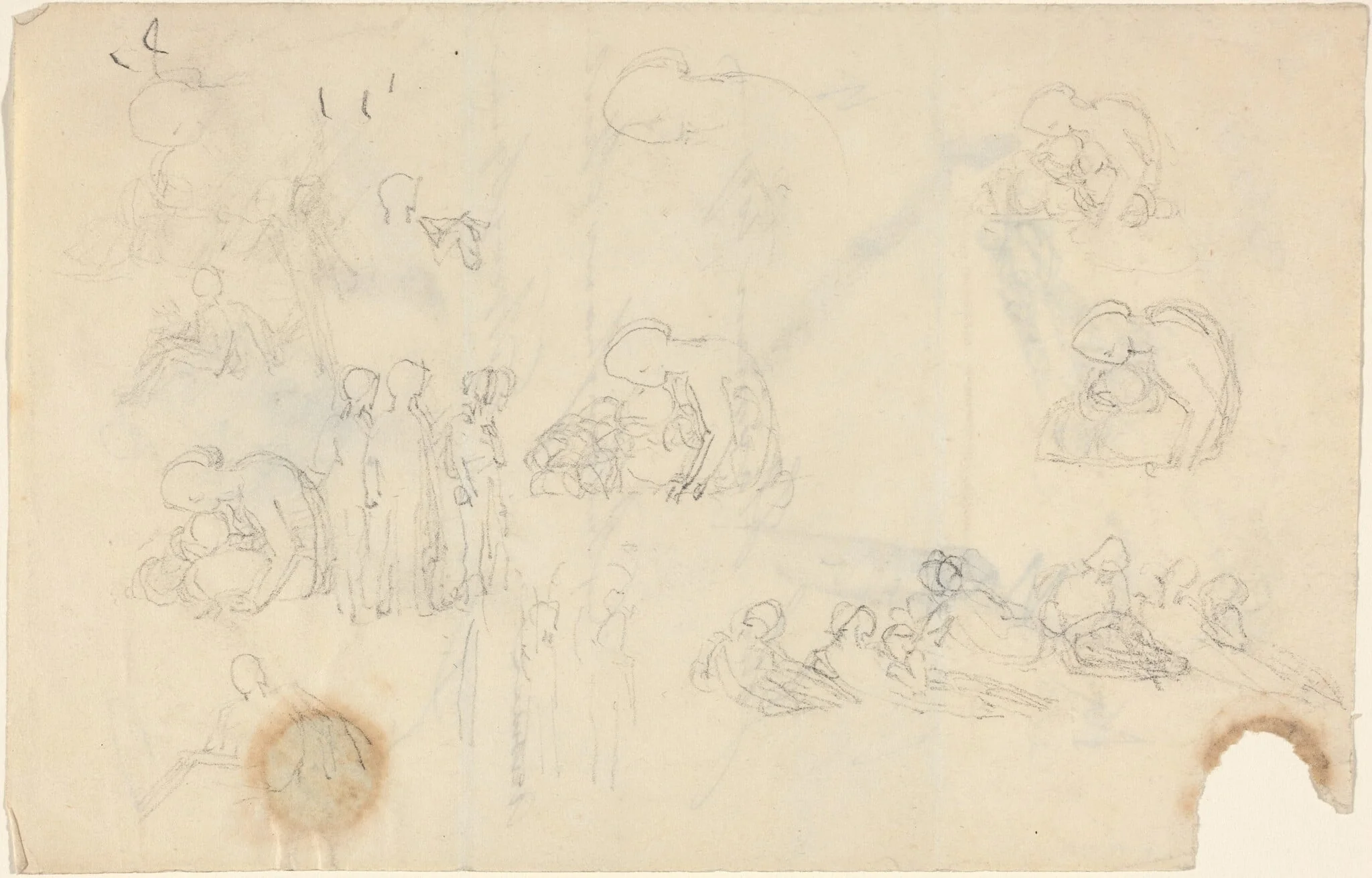 Sheet of Studies [recto and verso], by John Flaxman, graphite, 1790