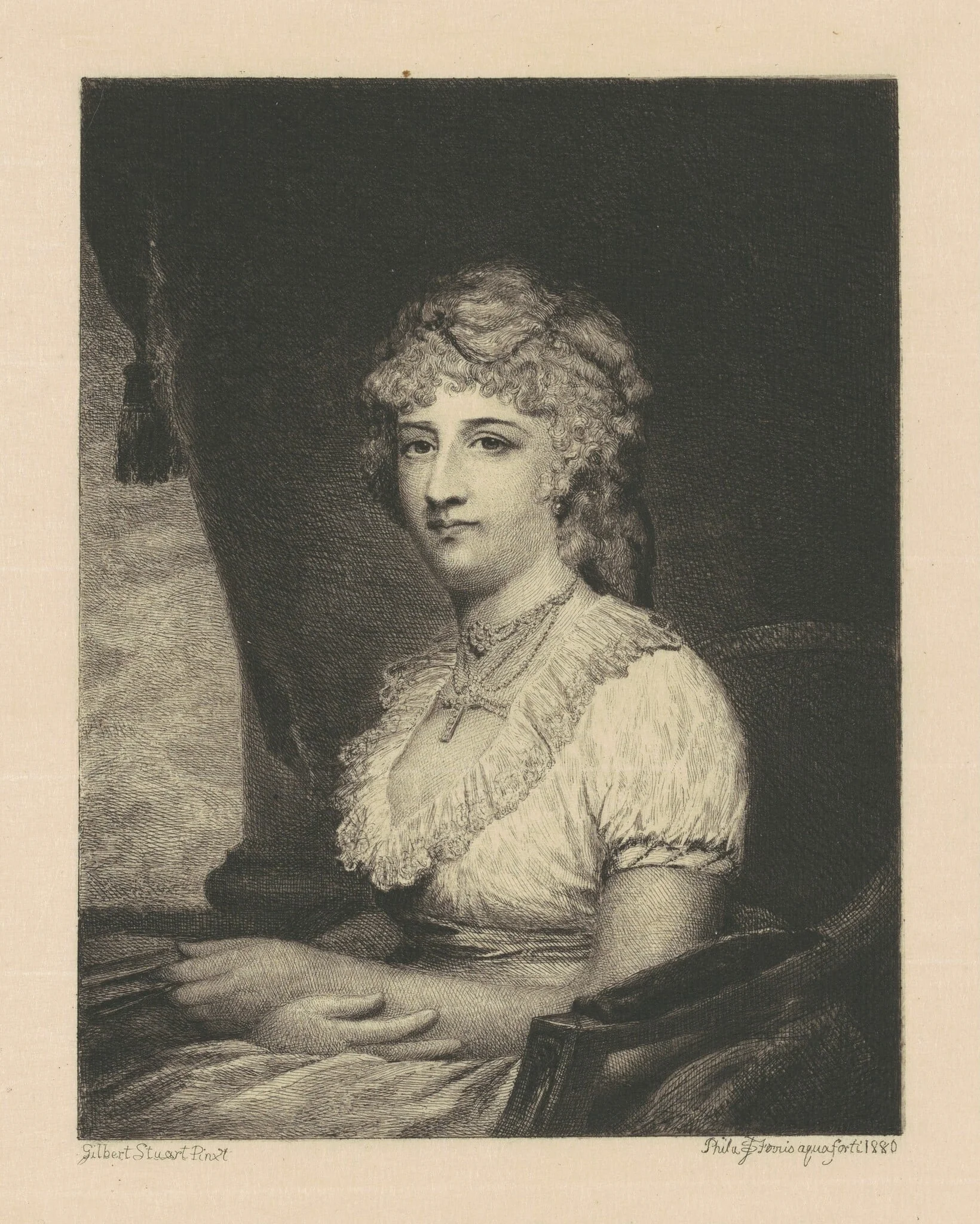Mrs. Phillip Nicklin (Julianna Chew), by Stephen James Ferris, ink, 1880