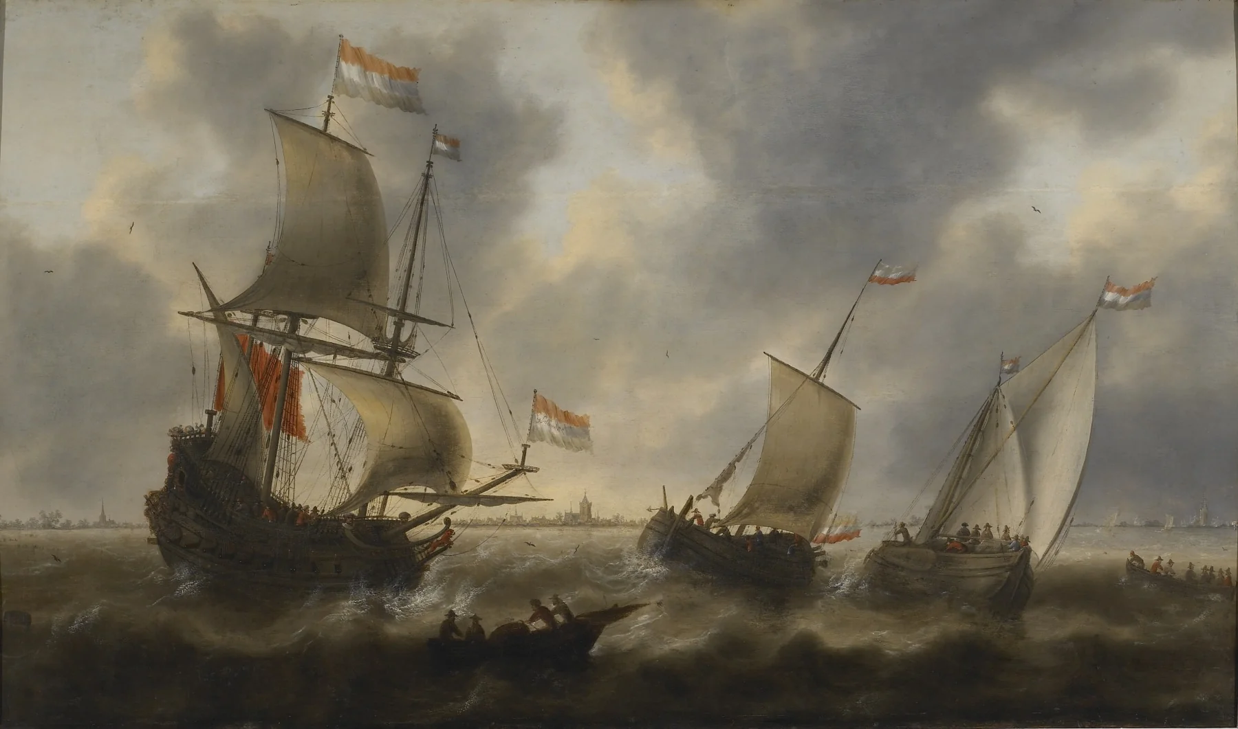 Ships at Sea, by Jacob Adriaensz Bellevois, oil, 1660