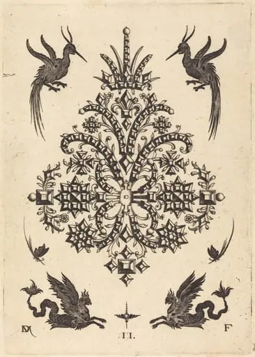 Brooch with Tablestones and Winged Griffins Above and at Bottom